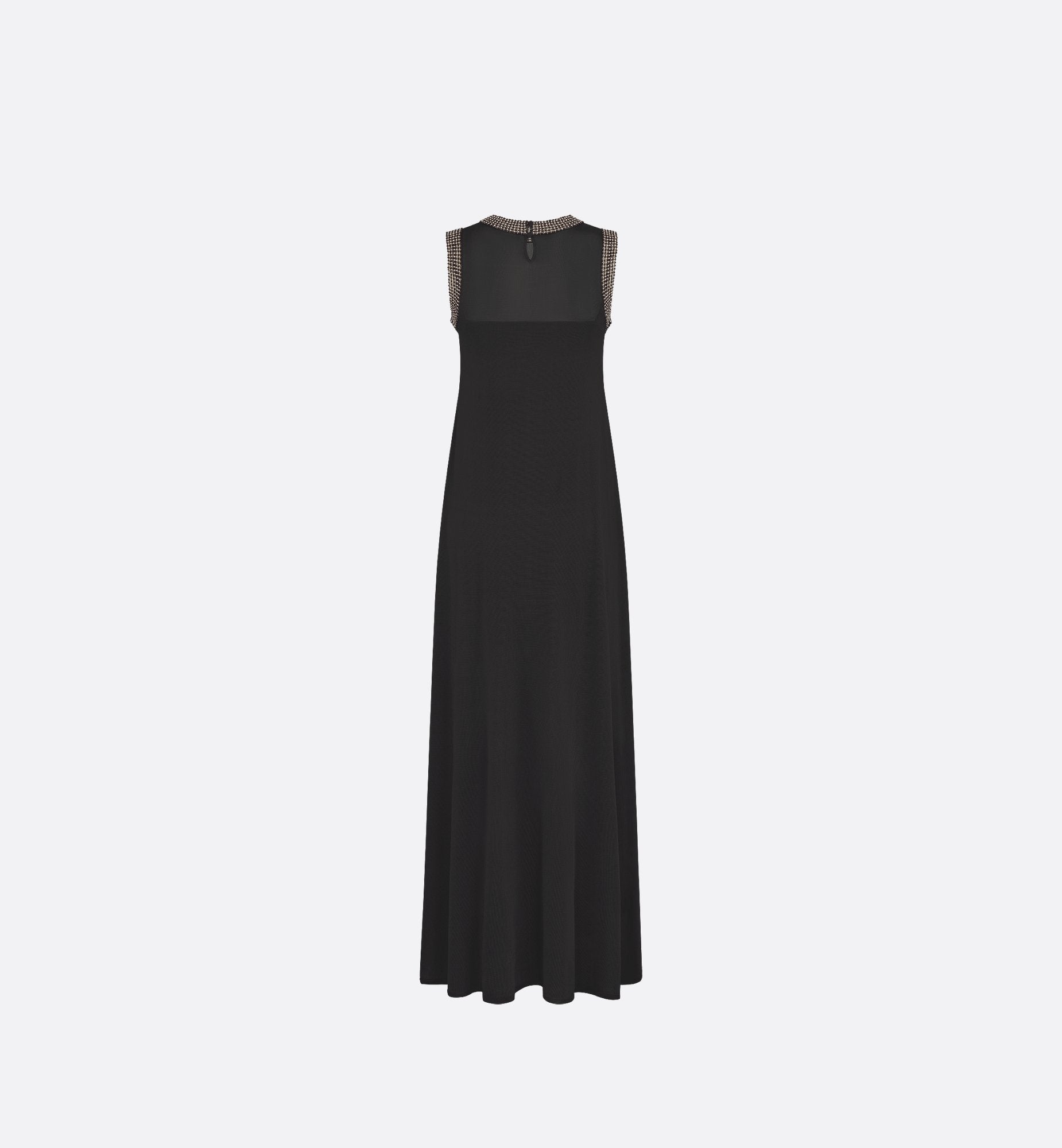 Embroidered Long Dress Black Silk Knit