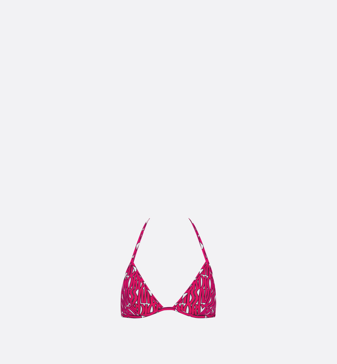 Bikini Top White Technical Fabric With Fuchsia Miss Dior Allover Motif