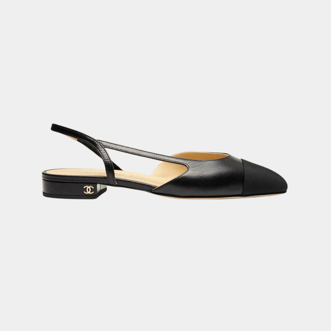 Low Slingback Goatskin And Grosgrain Black