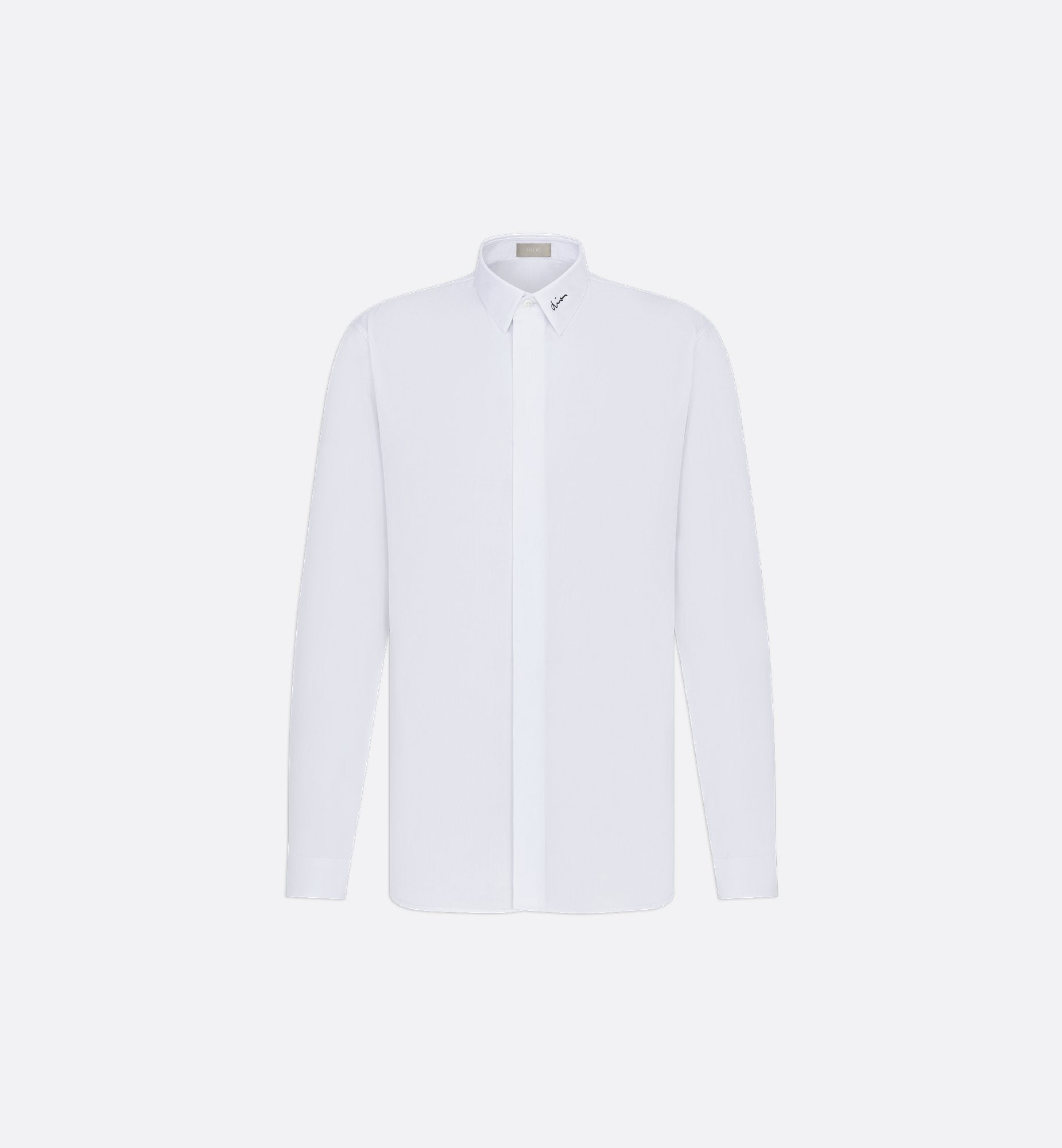 Shirt With Dior Embroidery White Cotton Poplin