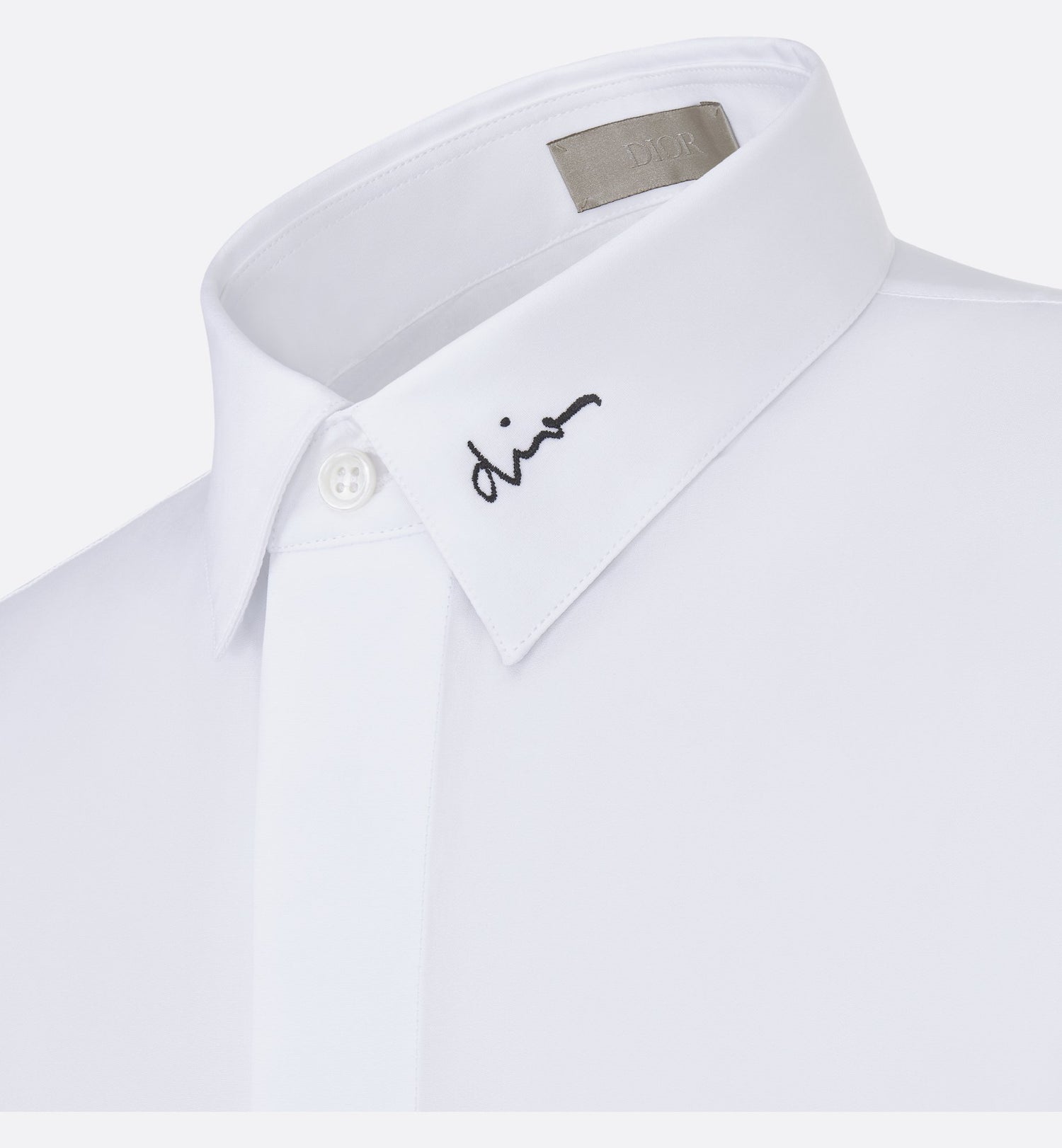 Shirt With Dior Embroidery White Cotton Poplin