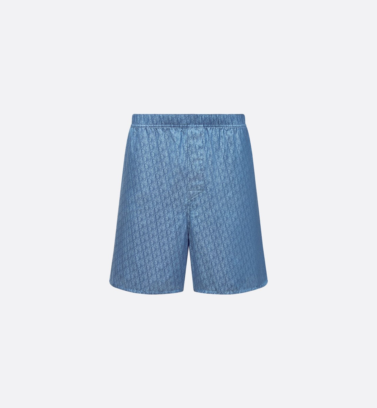 Oblique Shorts Blue Silk And Cotton Jacquard