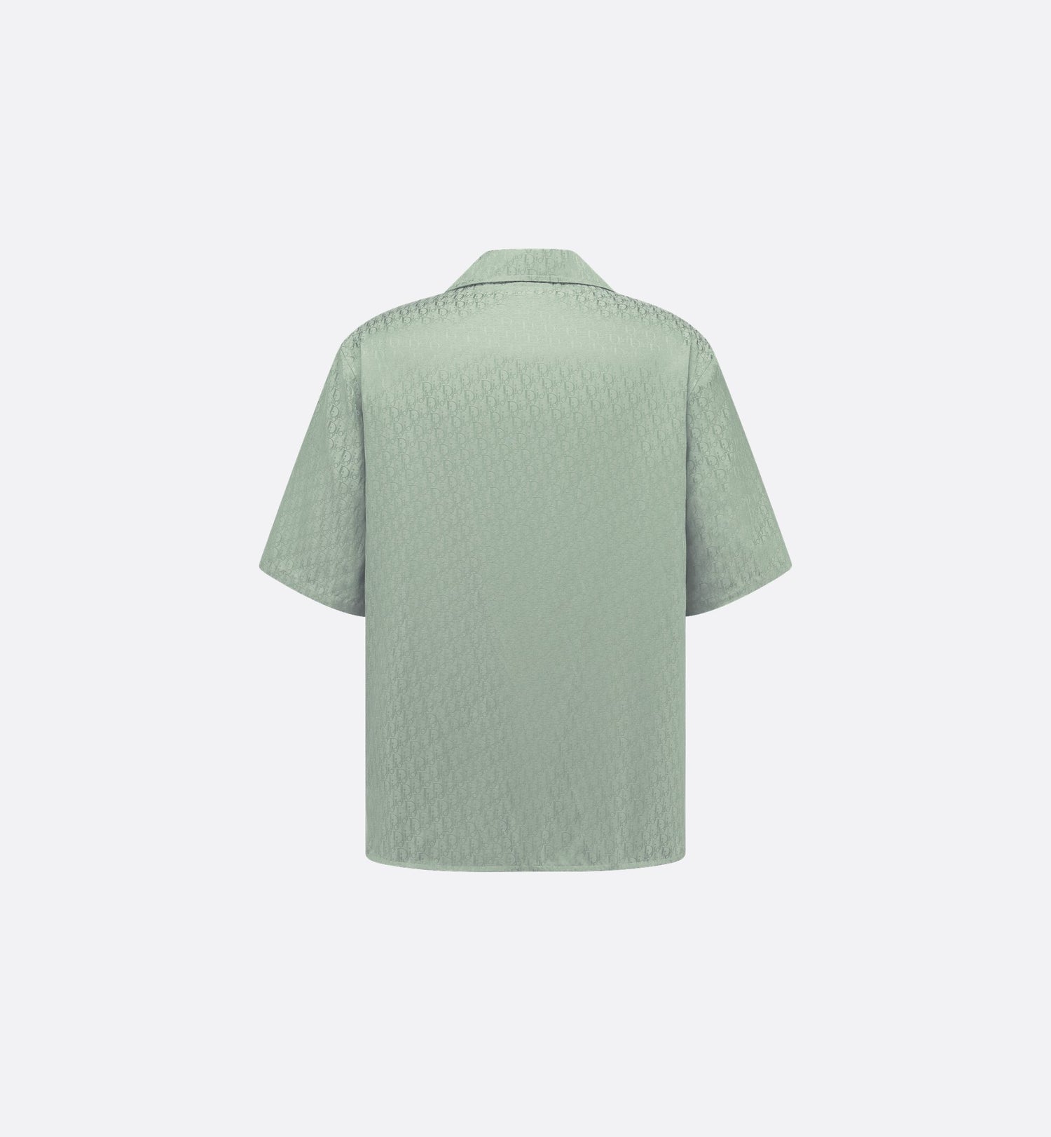 Oblique Short Sleeved Shirt Green Silk And Cotton Jacquard