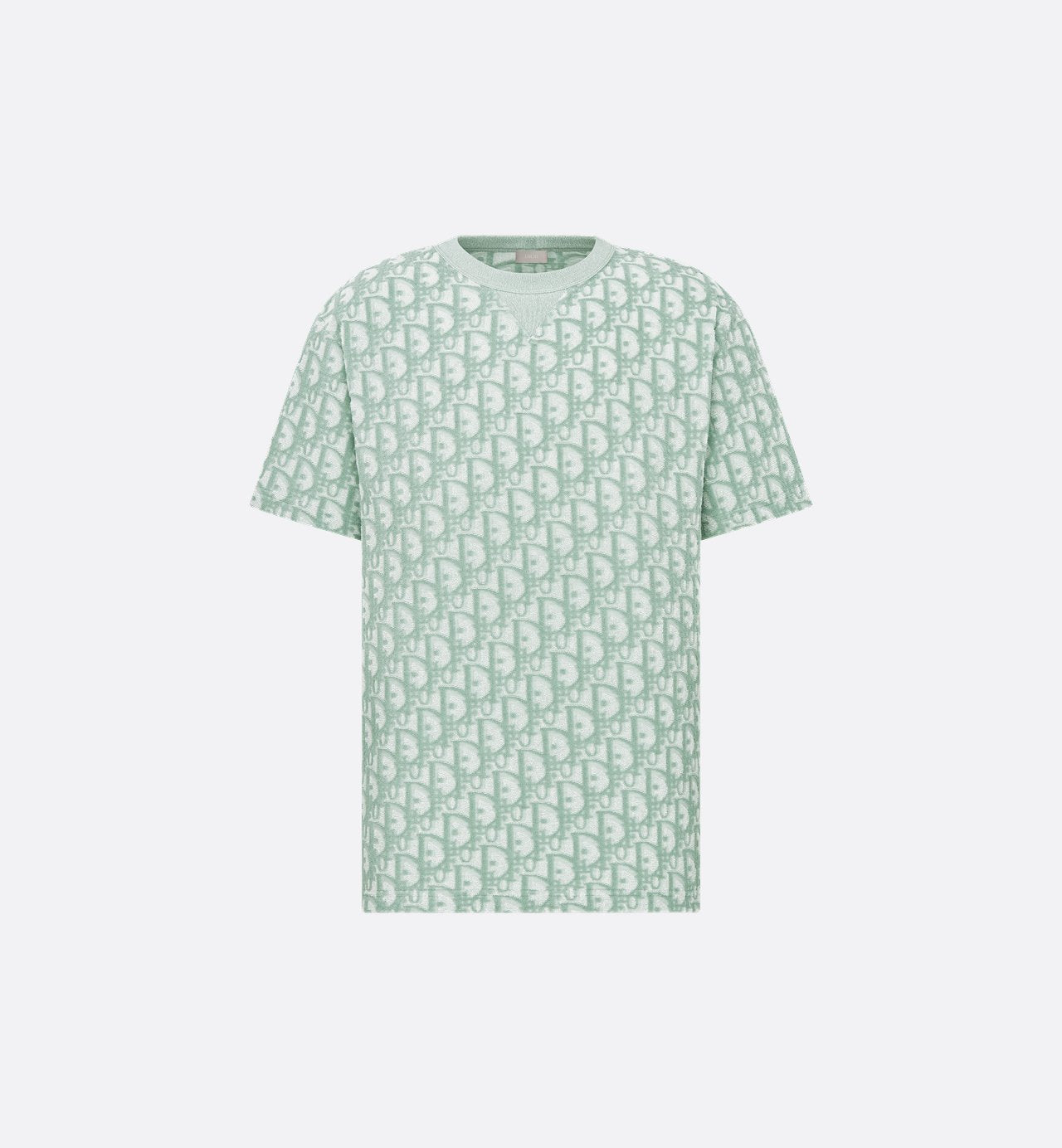 Oblique Relaxed-Fit T-Shirt Green And White Terry Cotton Jersey