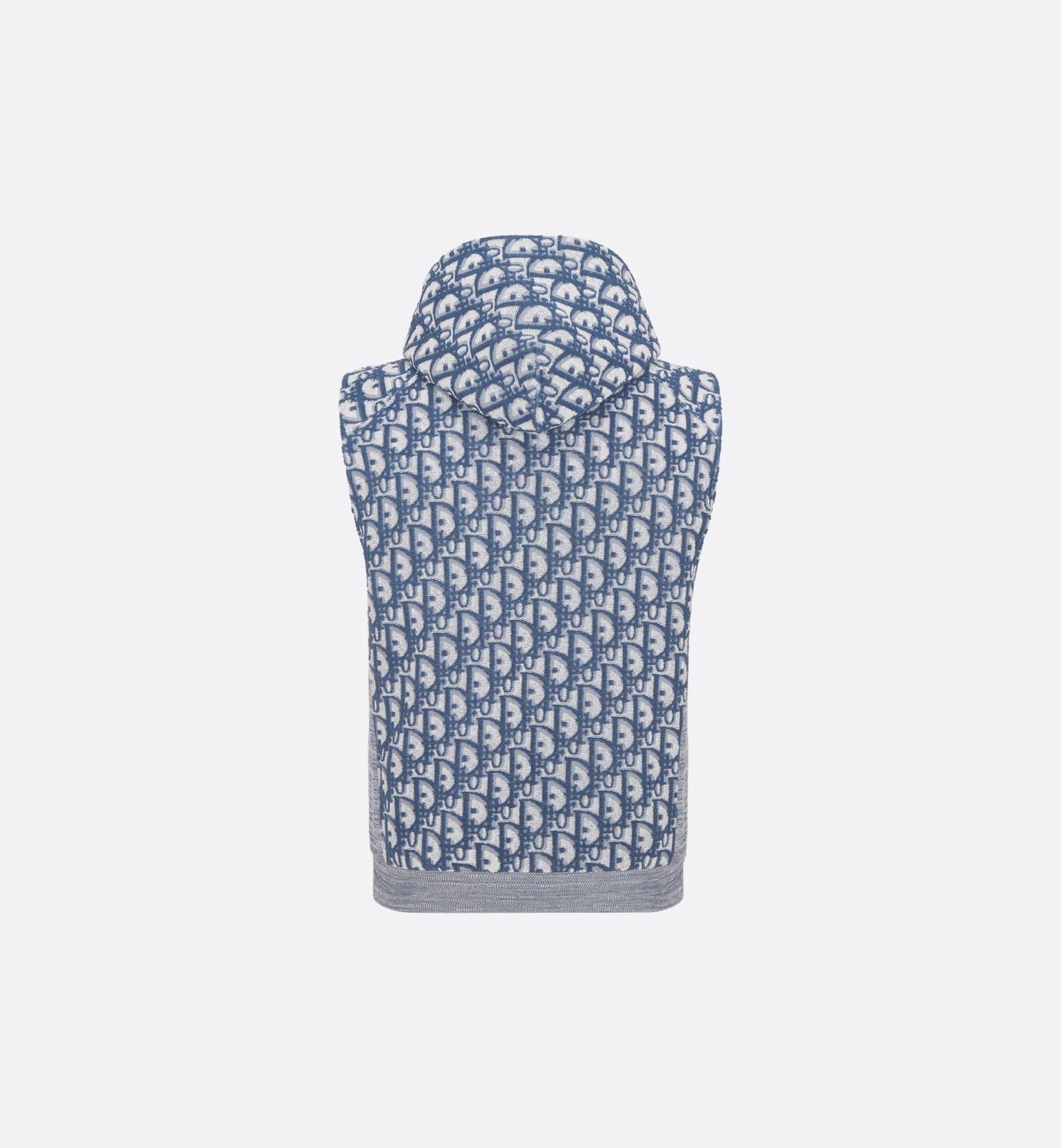 Oblique Sleeveless Hooded Sweatshirt Blue And White Terry Cotton Jersey