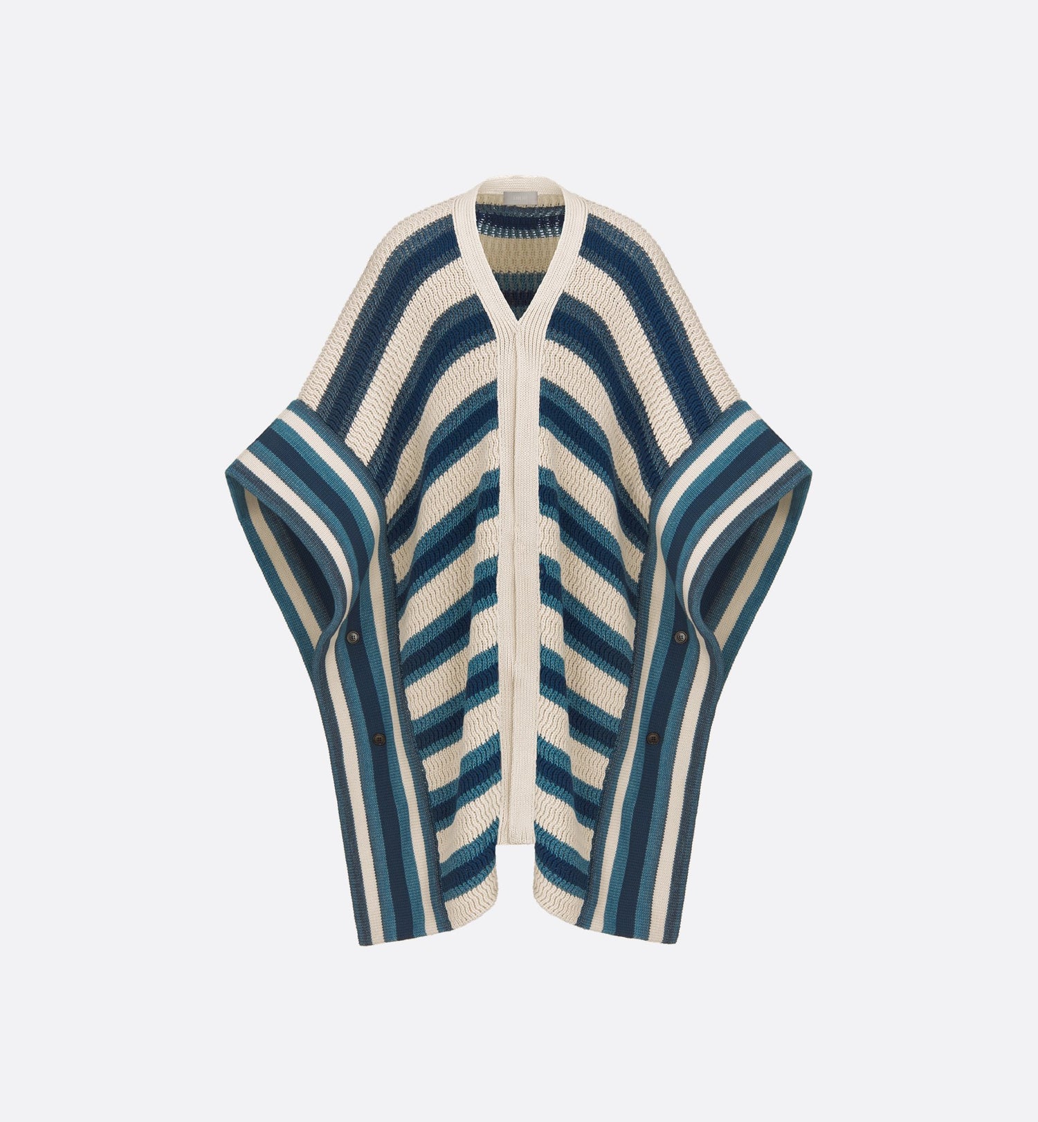 Dior And Parley Poncho Blue And Beige Striped Parley Ocean Plastic® Cotton-Blend Knit