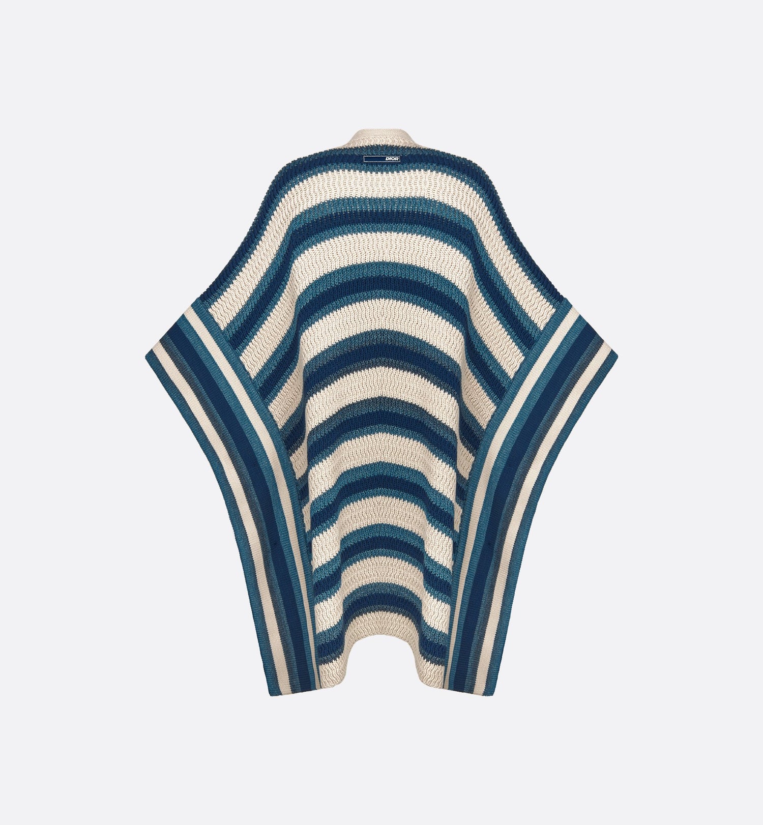 Dior And Parley Poncho Blue And Beige Striped Parley Ocean Plastic® Cotton-Blend Knit