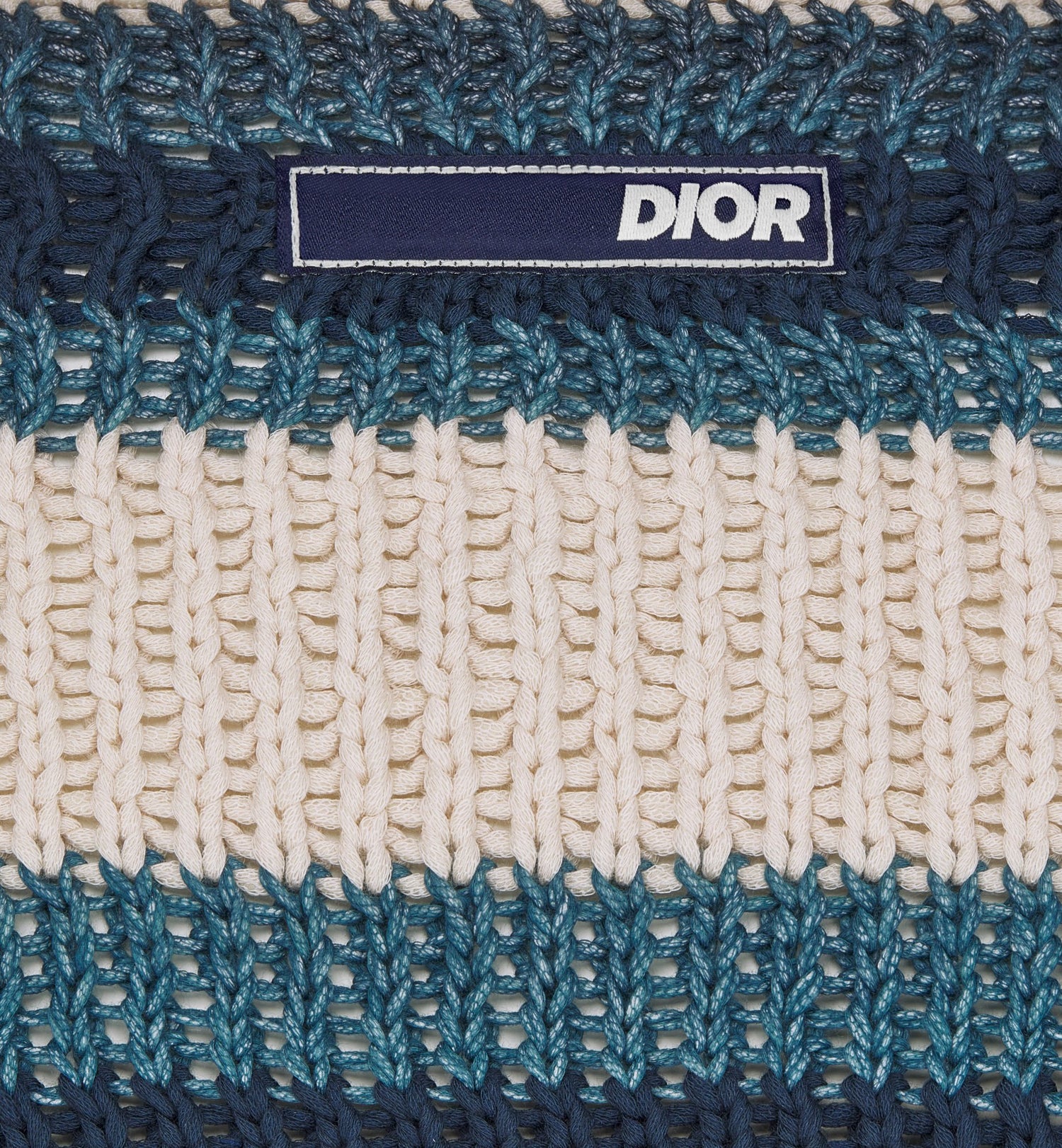 Dior And Parley Poncho Blue And Beige Striped Parley Ocean Plastic® Cotton-Blend Knit