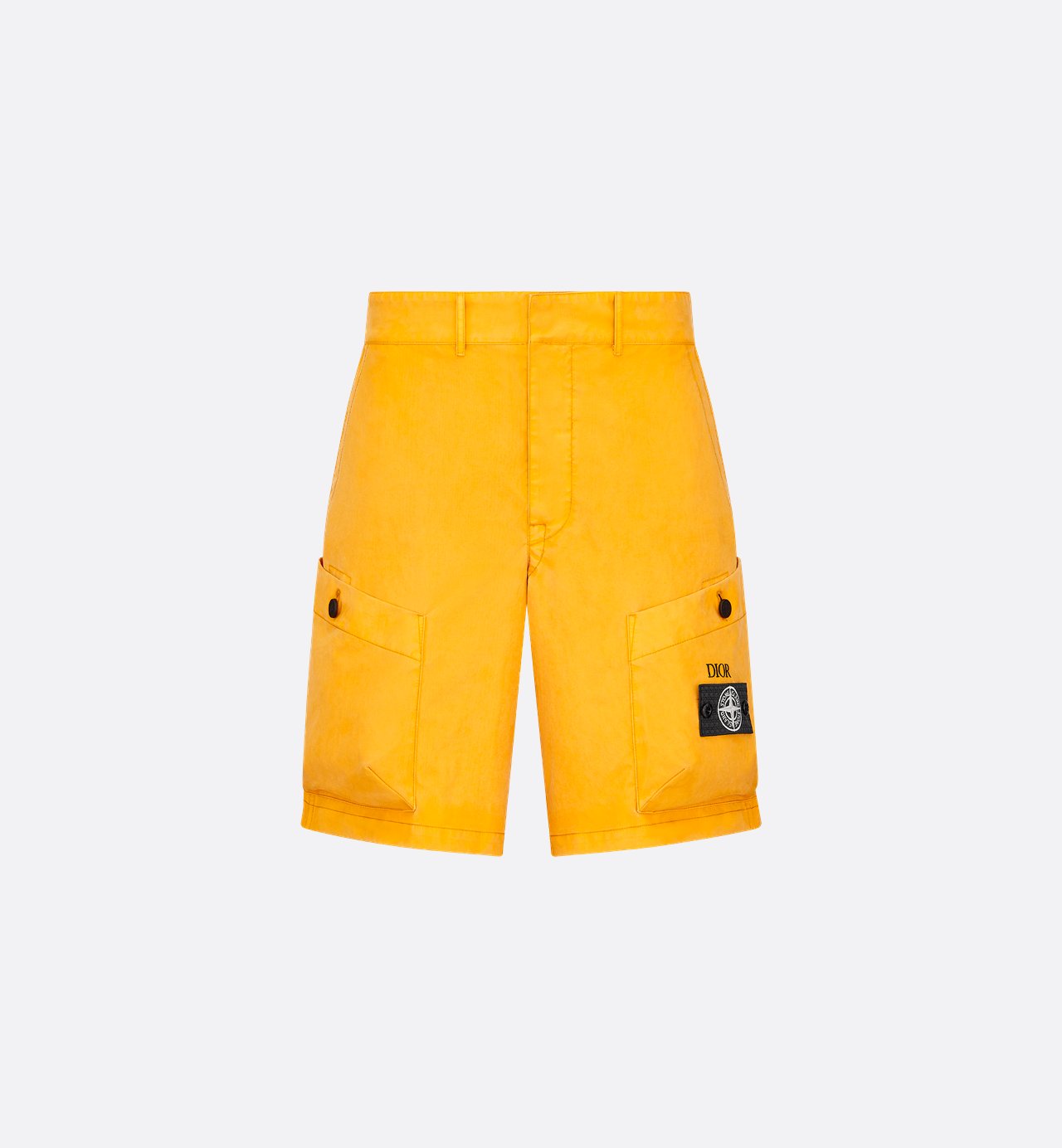 Dior And Stone Island Bermuda Shorts Yellow Cotton-Blend Satin