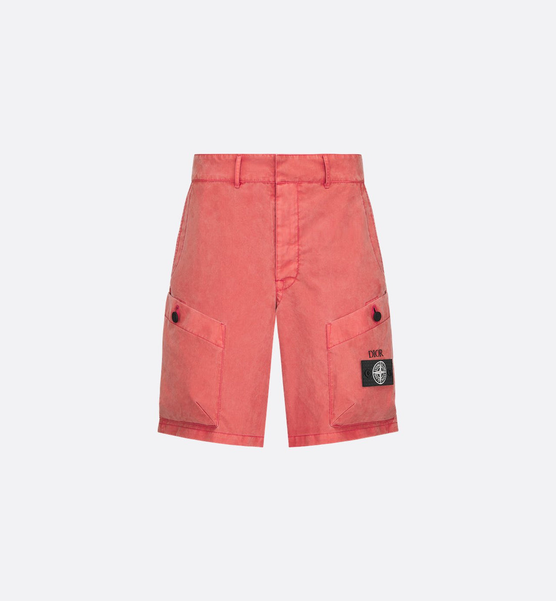 Dior And Stone Island Bermuda Shorts Red Cotton-Blend Satin