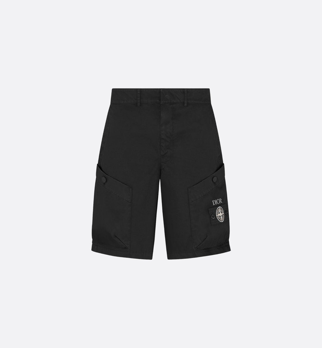 Dior And Stone Island Bermuda Shorts Black Cotton-Blend Satin