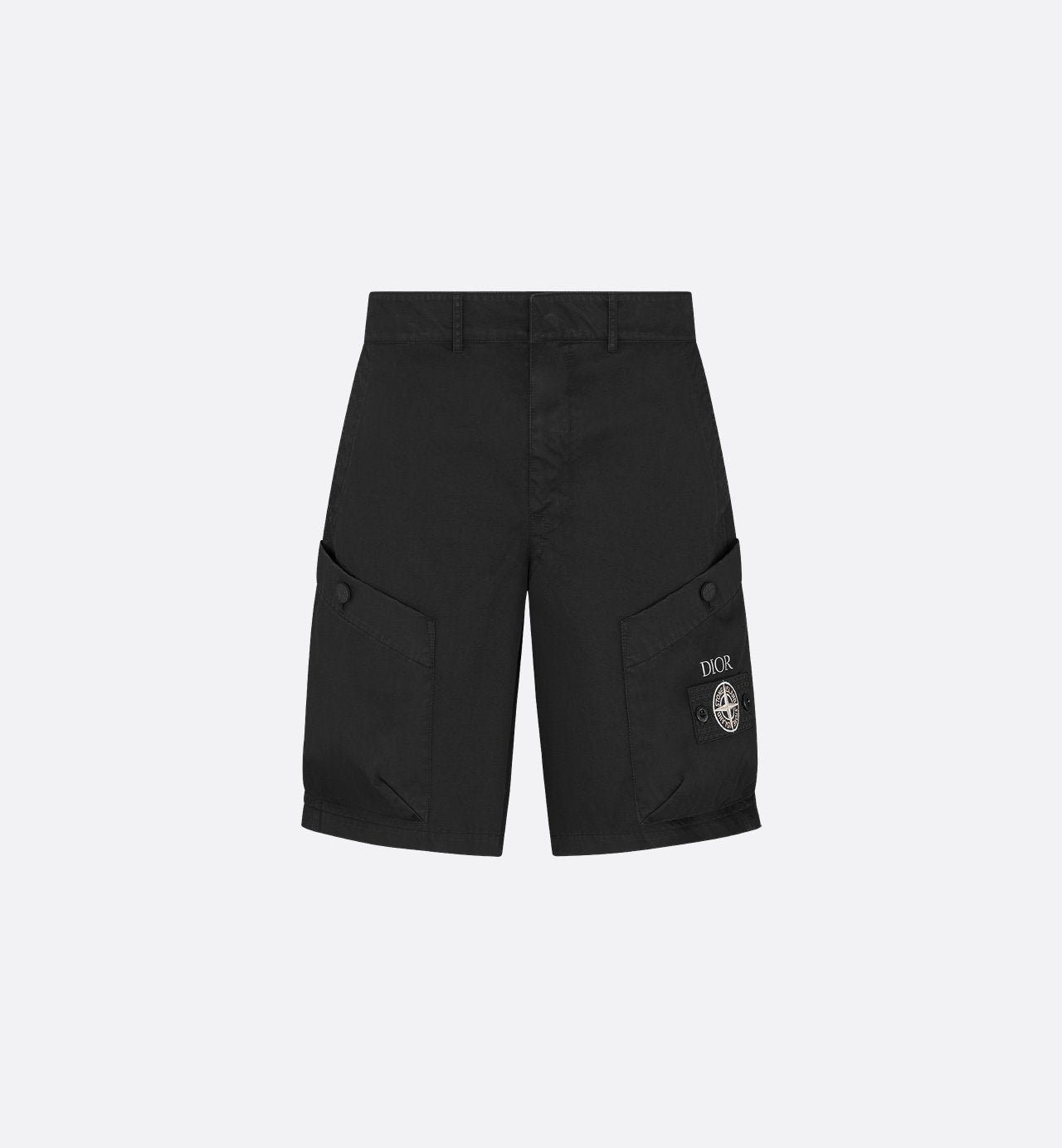 Dior And Stone Island Bermuda Shorts Black Cotton-Blend Satin