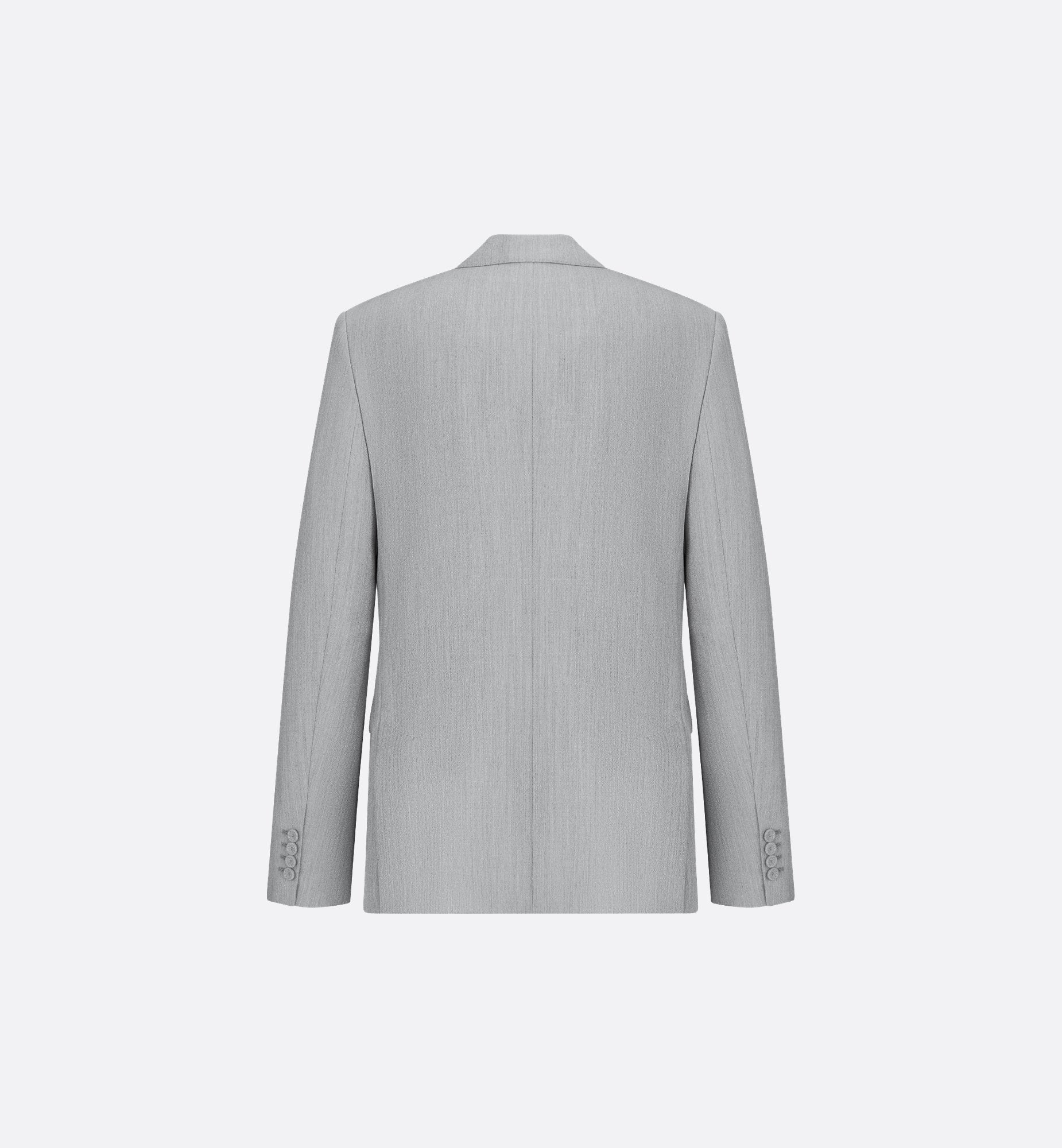 Classic Jacket Gray Wool And Mohair With Subtle Stripes