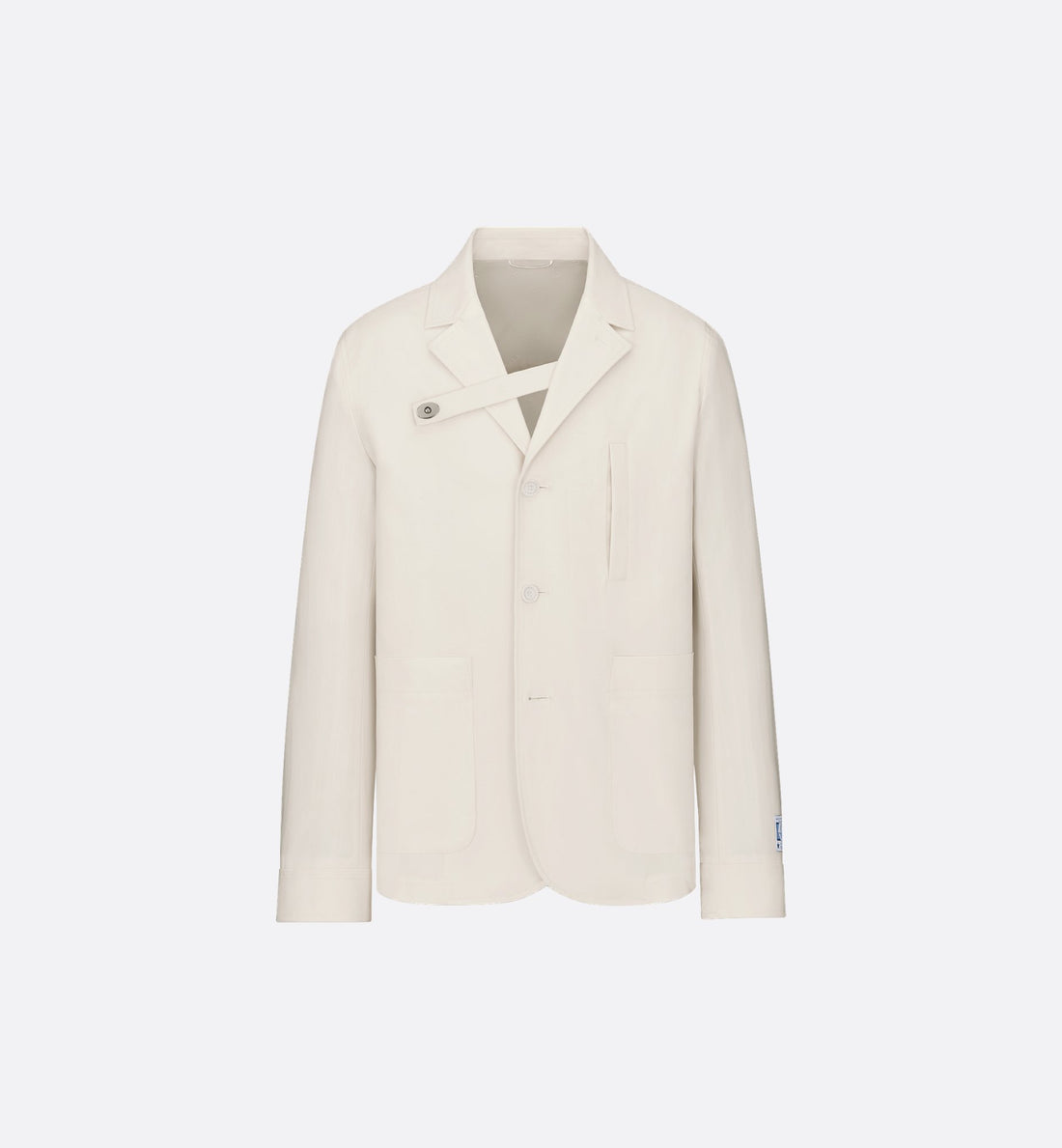 Charm Workwear Jacket With Buttoned Strap White Emerized Cotton Blend