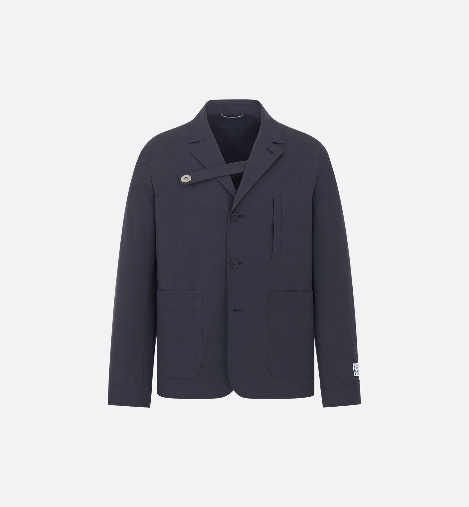 Charm Workwear Jacket With Buttoned Strap Navy Blue Emerized Cotton Blend