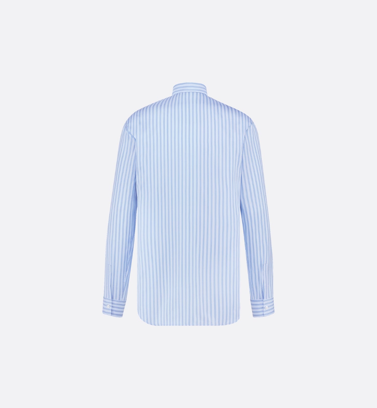 Shirt With Ties Blue Cotton And Silk Poplin With Stripes