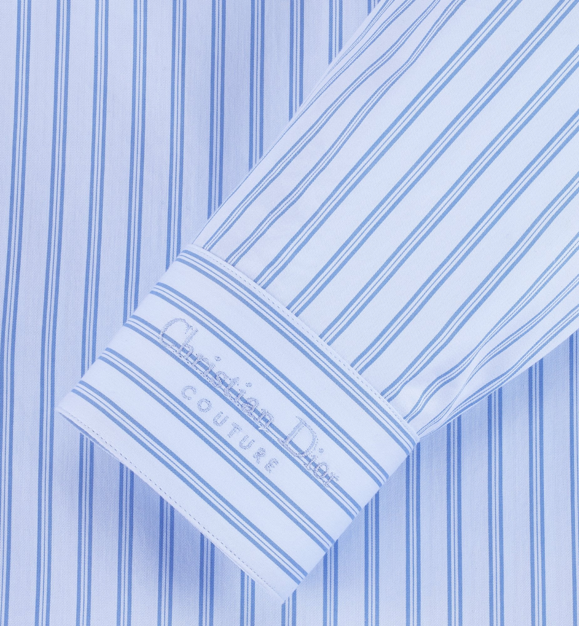 Shirt With Ties Blue Cotton And Silk Poplin With Stripes