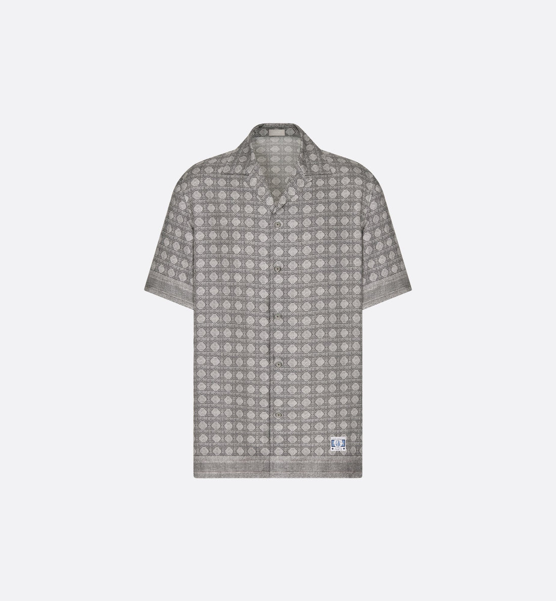 Cannage Short-Sleeved Shirt Gray Silk Twill