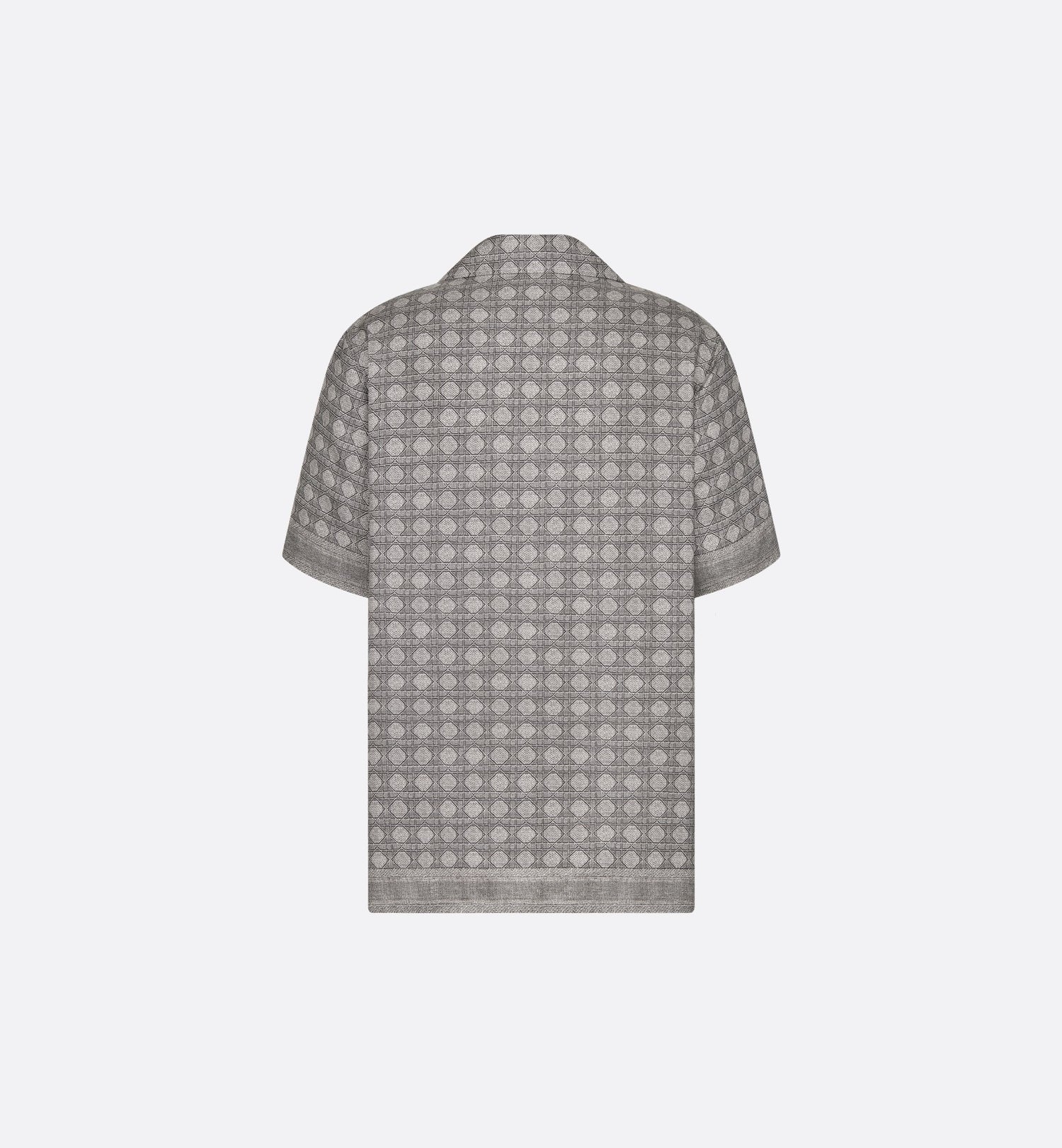 Cannage Short-Sleeved Shirt Gray Silk Twill