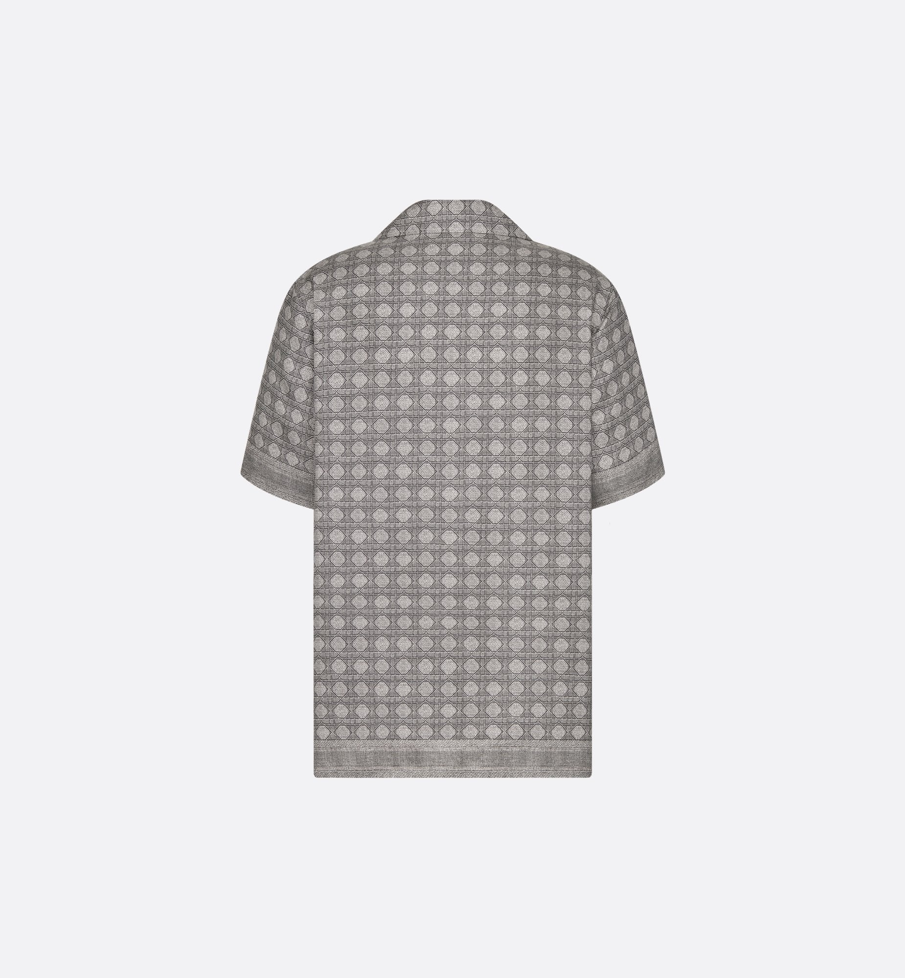 Cannage Short-Sleeved Shirt Gray Silk Twill