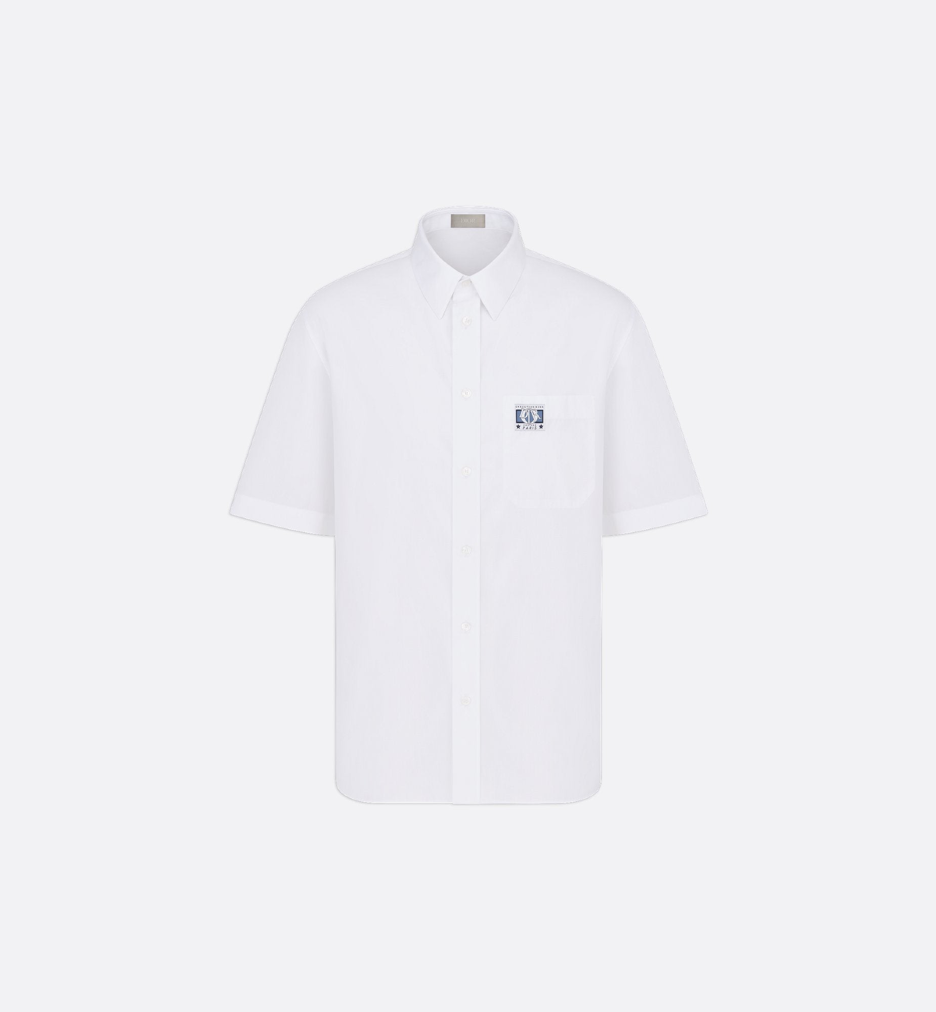 Charm Short-Sleeved Shirt White Cotton Poplin