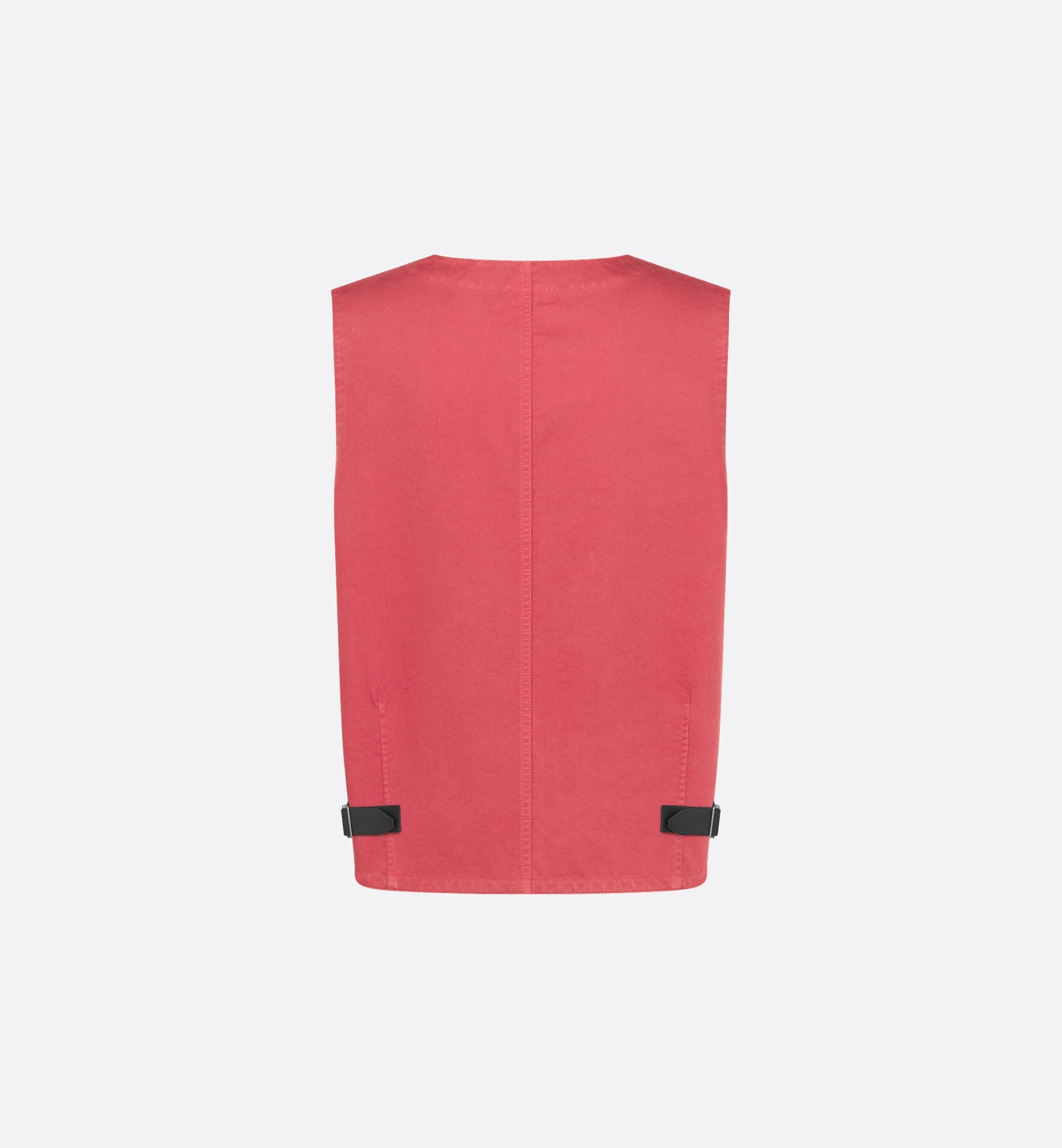 Dior And Stone Island Vest Red Cotton-Blend Satin