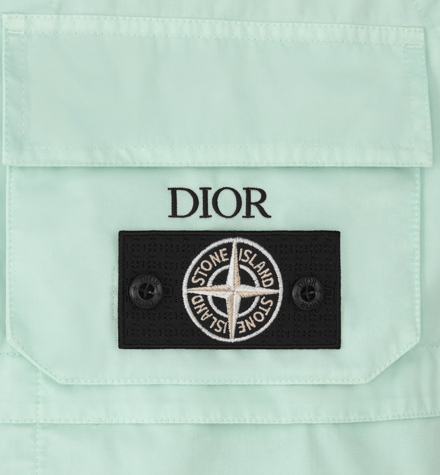 Dior And Stone Island Vest Light Green Cotton-Blend Satin