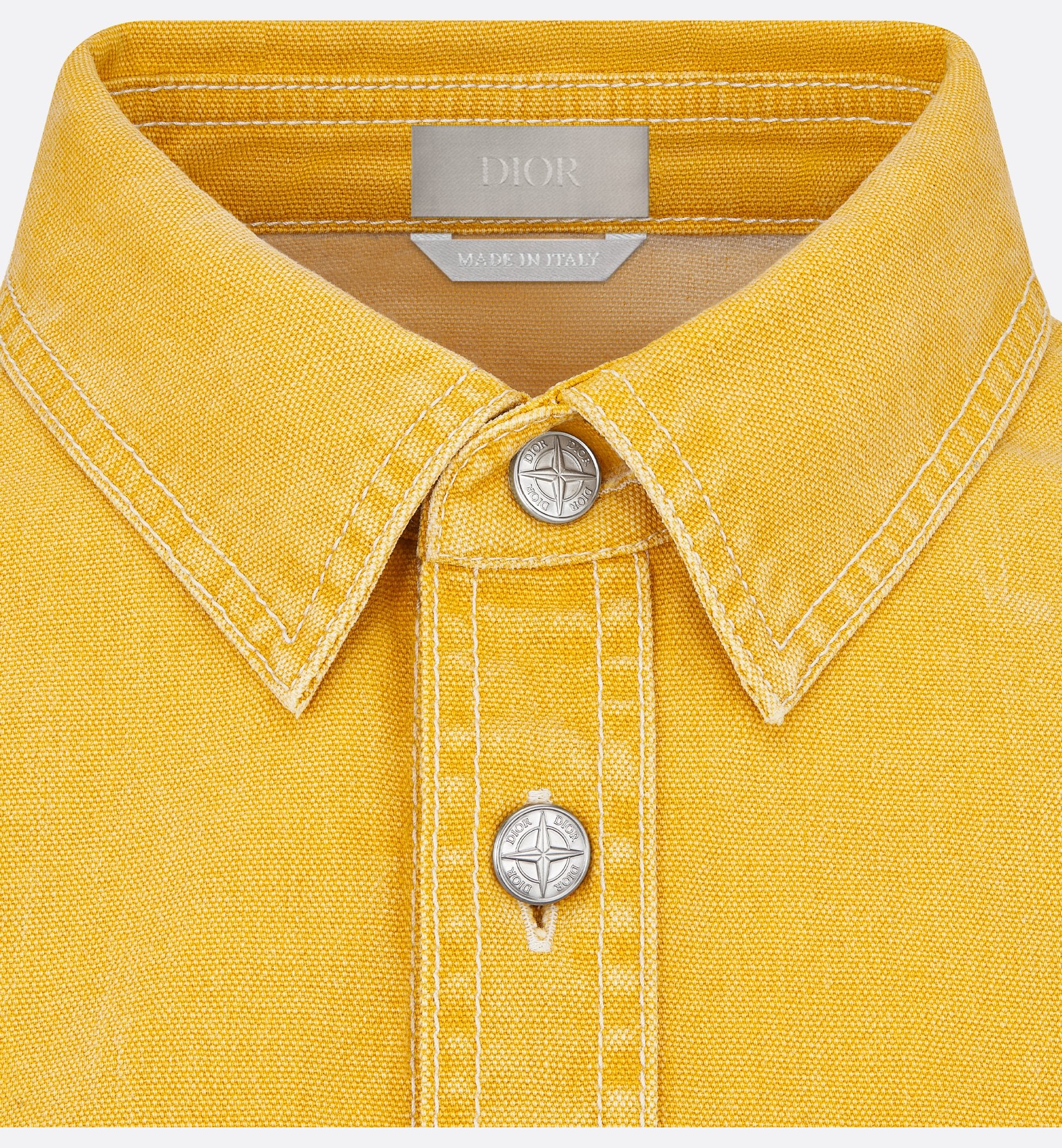 Dior And Stone Island Overshirt Yellow Cotton