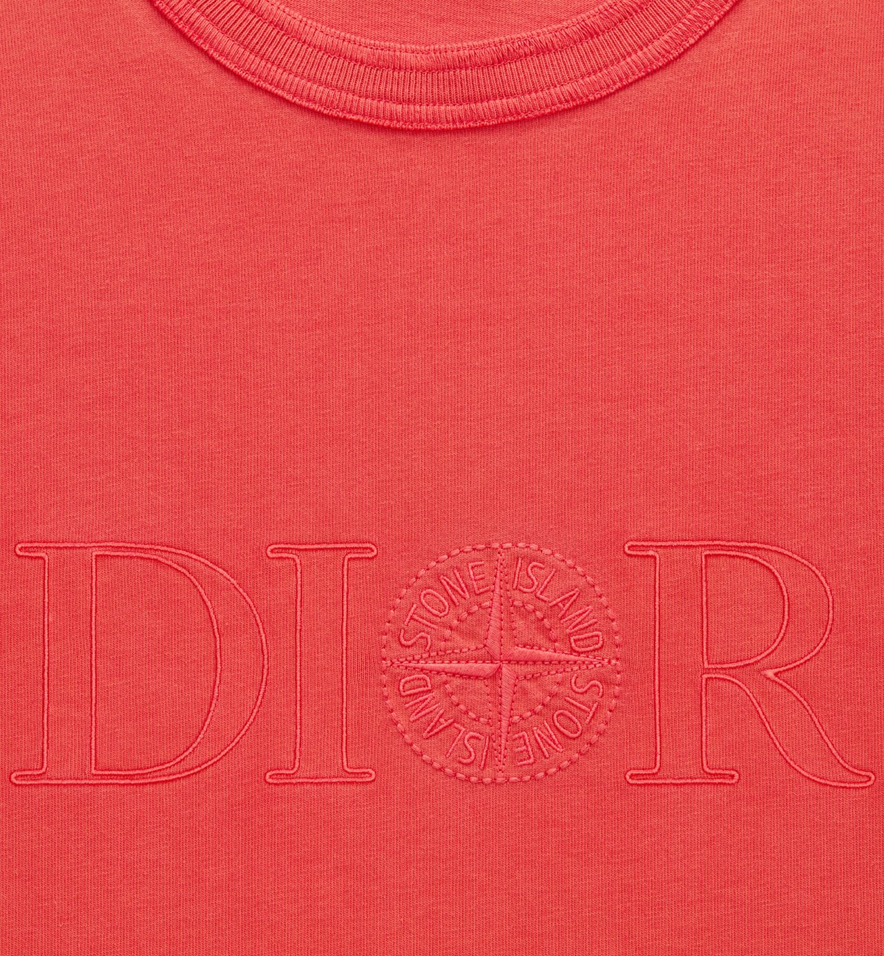 Dior And Stone Island T-Shirt Oversized Fit Red Cotton Jersey