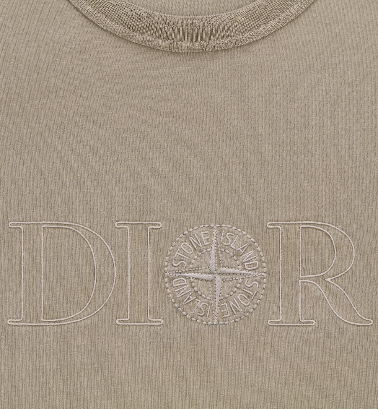 Dior And Stone Island T-Shirt Oversized Fit Brown Cotton Jersey