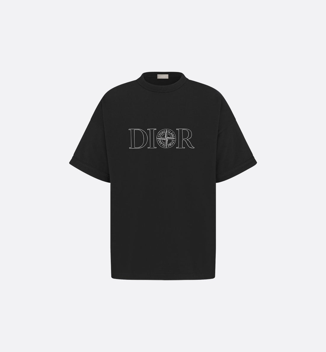 Dior And Stone Island T-Shirt Oversized Fit Black Cotton Jersey