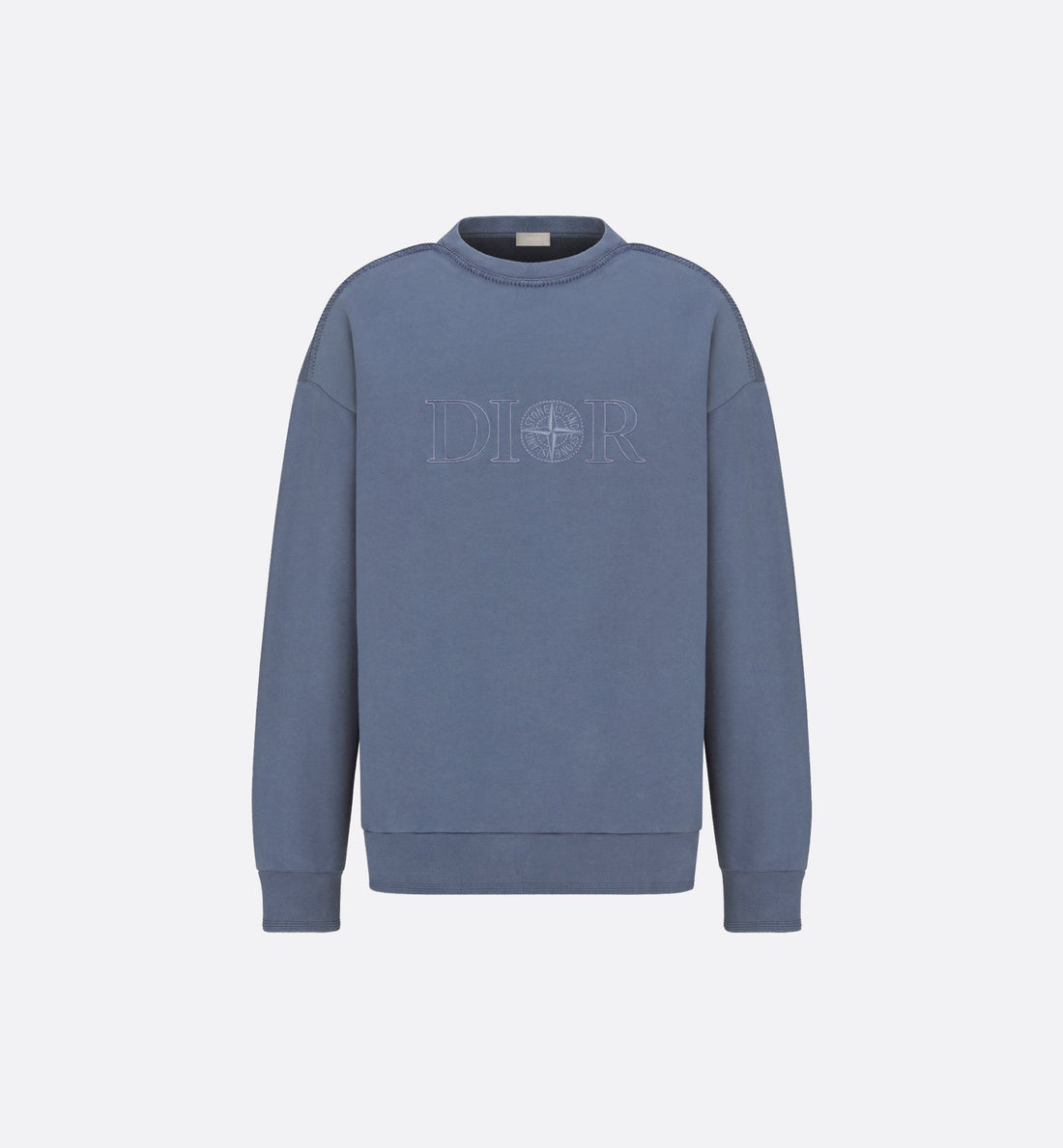 Dior And Stone Island Sweatshirt Oversized Fit Blue Cotton Fleece