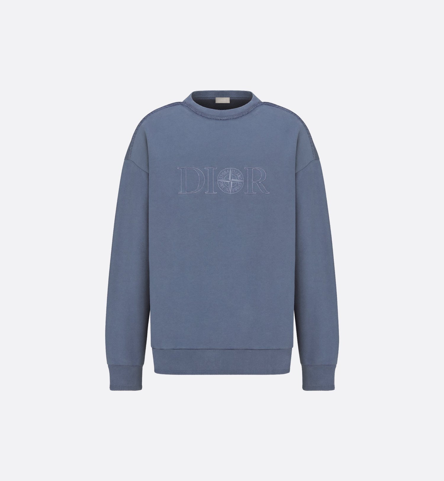 Dior And Stone Island Sweatshirt Oversized Fit Blue Cotton Fleece