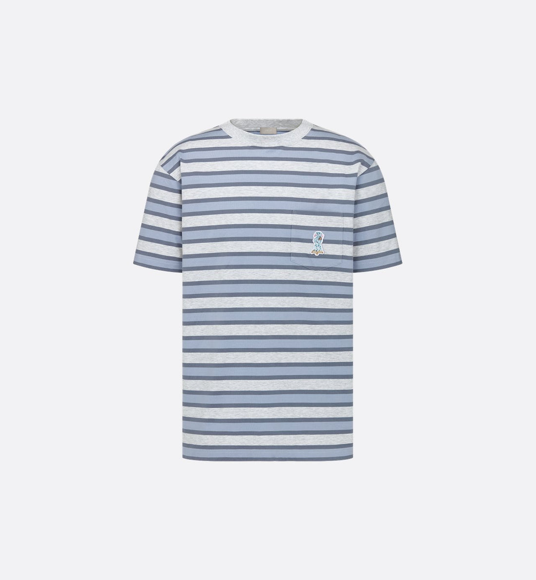 Relaxed Fit T-Shirt Gray Cotton Jersey With Stripes