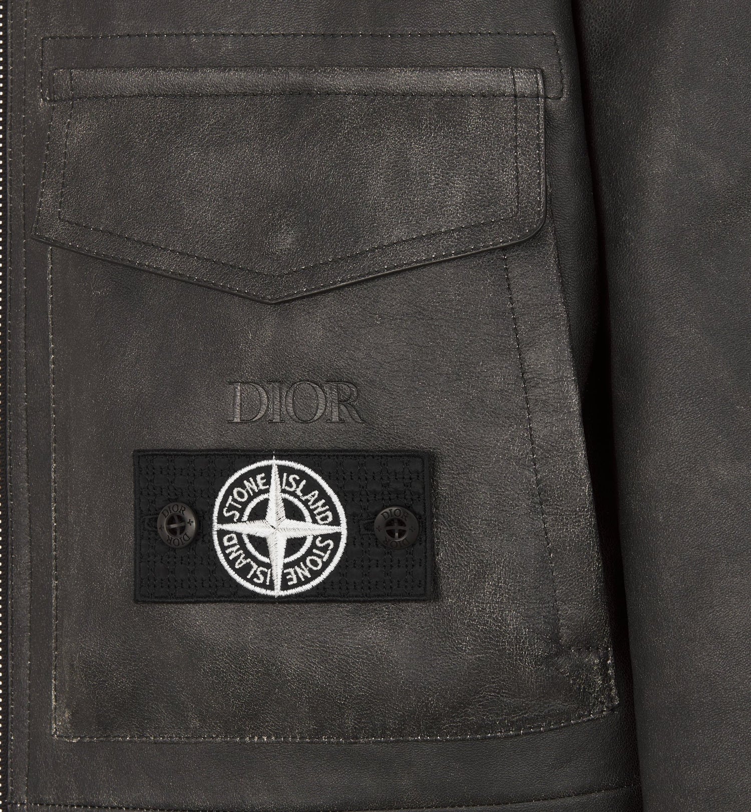 Dior And Stone Island Jacket Black Napa Lambskin