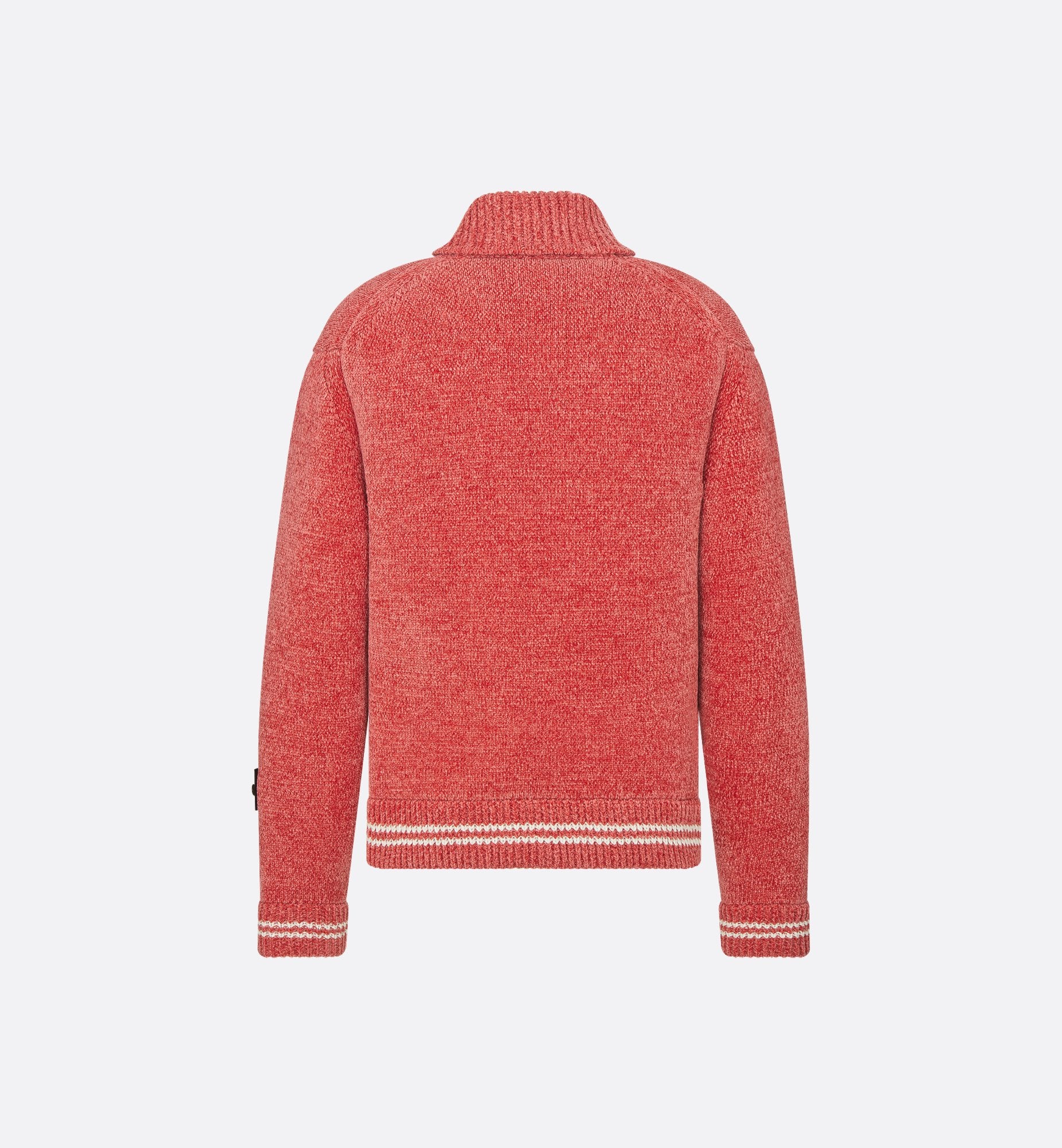 Dior And Stone Island Blouson Jacket Red Wool-Blend Knit