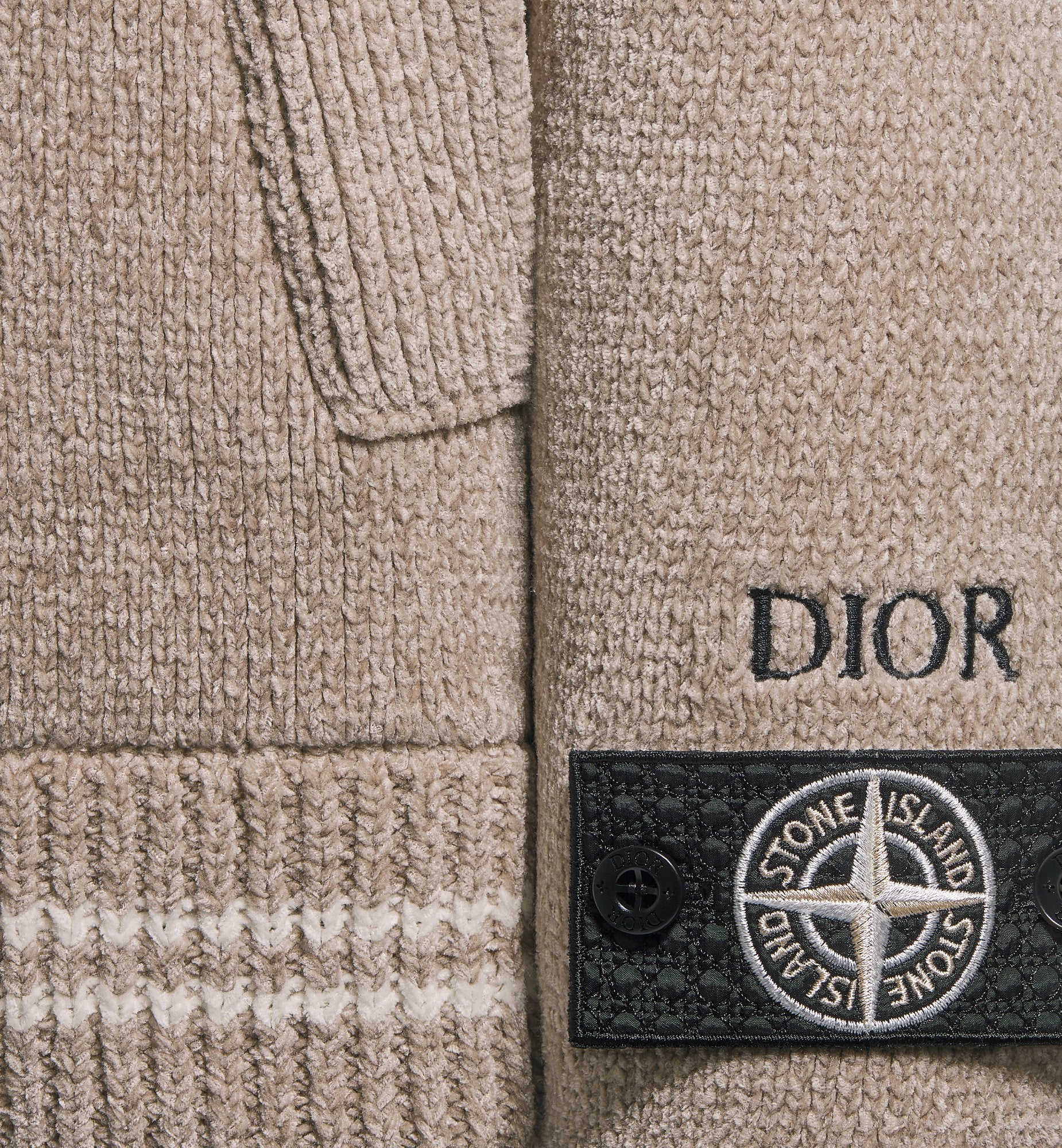 Dior And Stone Island Blouson Jacket Gray Wool-Blend Knit