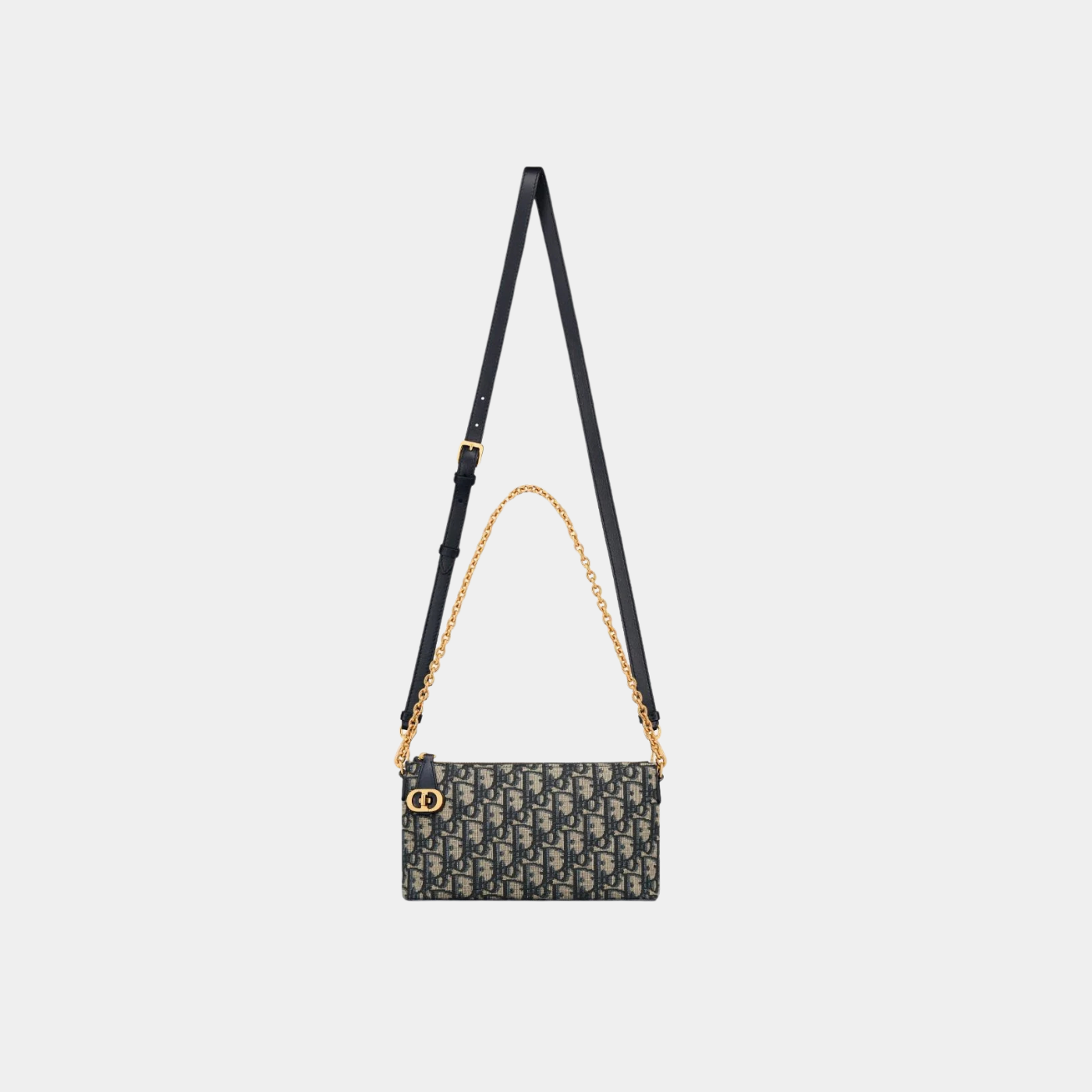 30 Montaigne Mini Bag with Chain Blue Oblique Jacquard