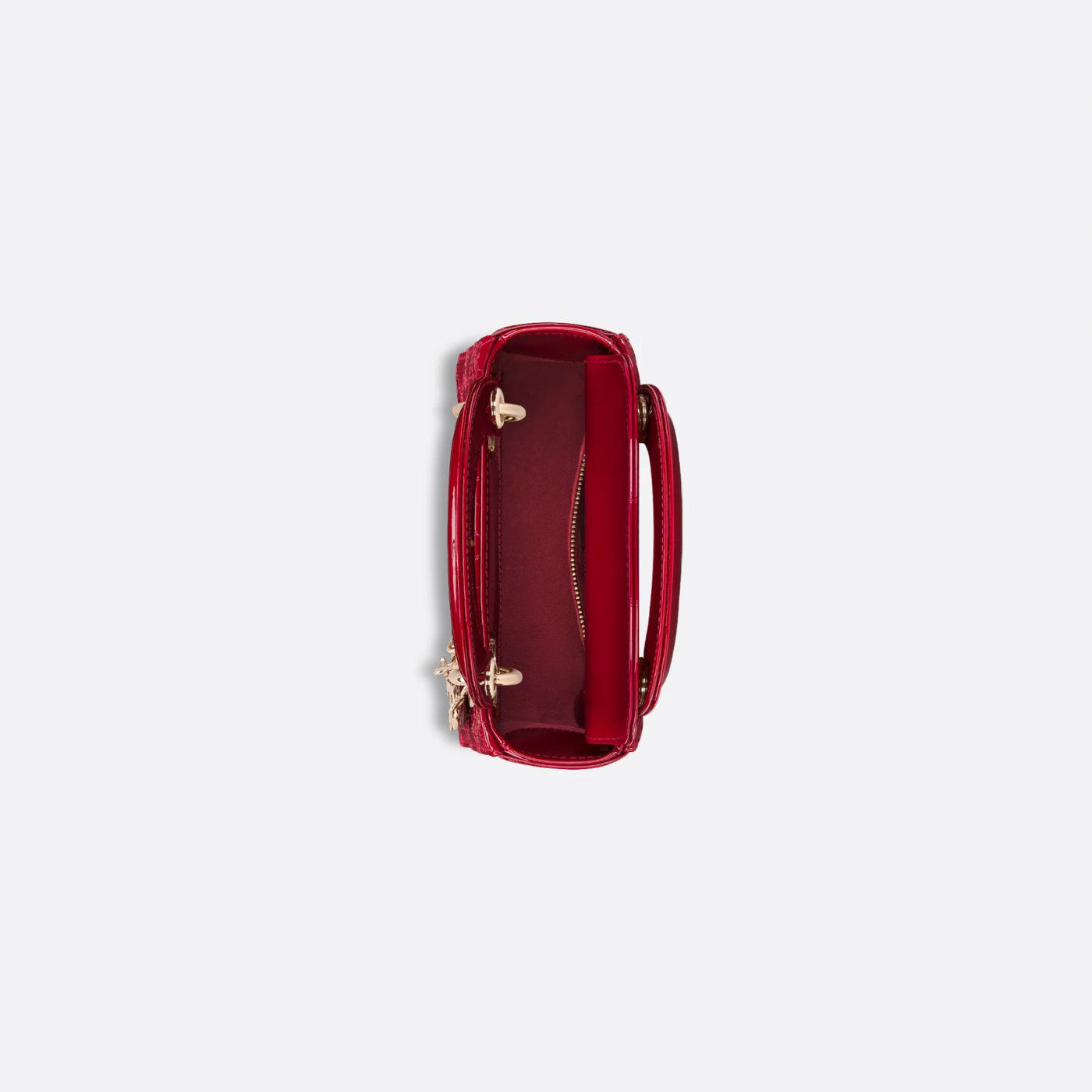 Mini Lady Dior Bag Cherry Red Patent Cannage Calfskin