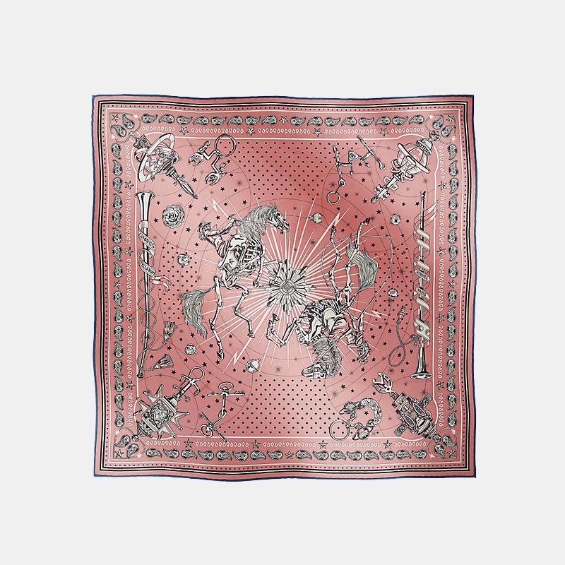 Hermes Chorus Stellarum Bandana 55, Antique pink, Front