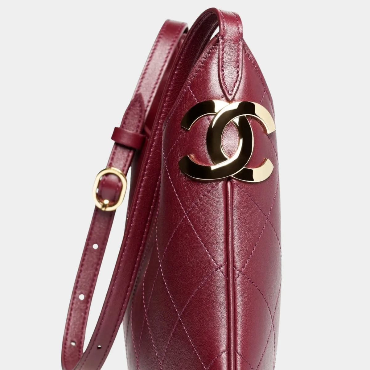 Hobo Bag Leather &amp; Gold-Plated Metal