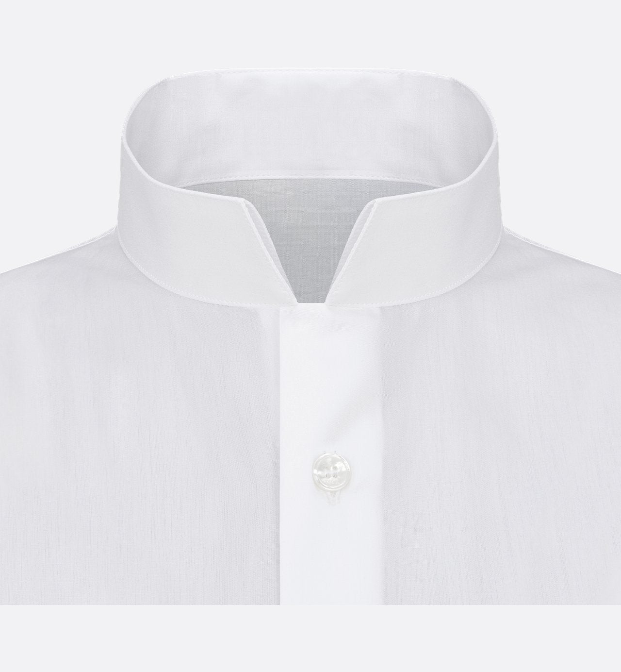 Officer Collar Shirt White Cotton Poplin