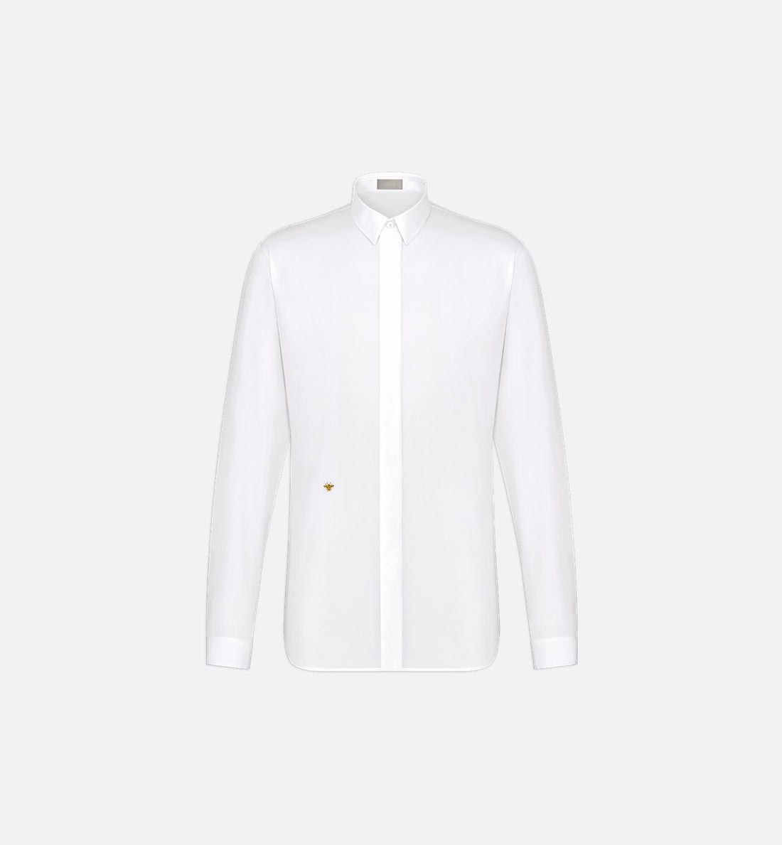 Shirt With Gold-Tone Bee Embroidery White Cotton Poplin