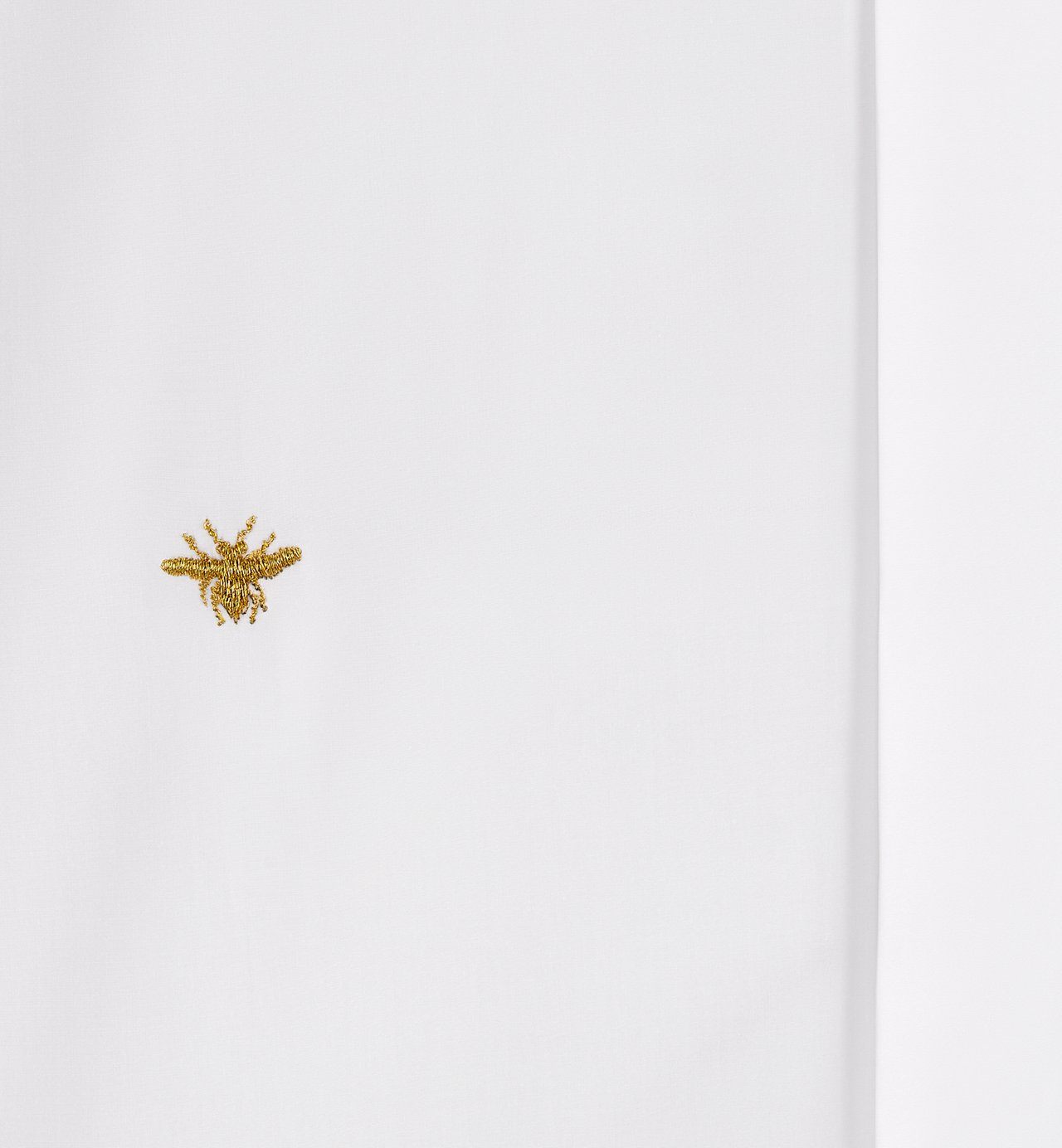 Shirt With Gold-Tone Bee Embroidery White Cotton Poplin