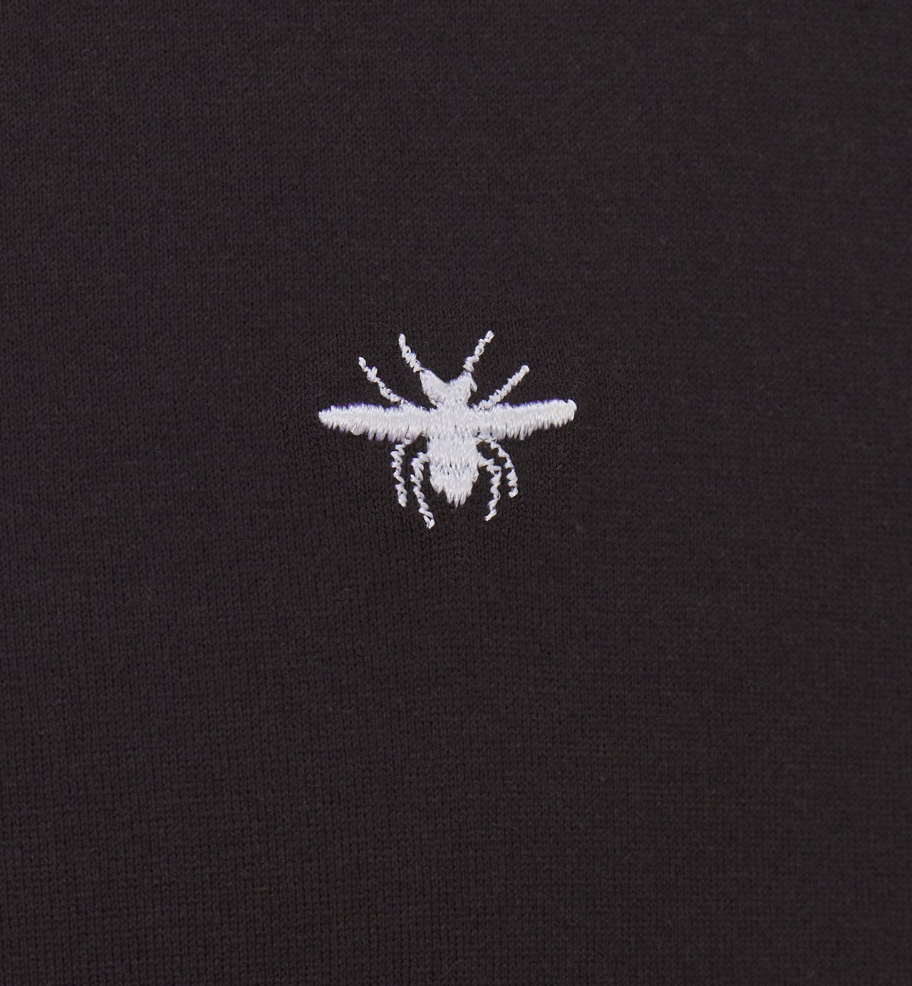 T-Shirt With Bee Embroidery Black Cotton Jersey