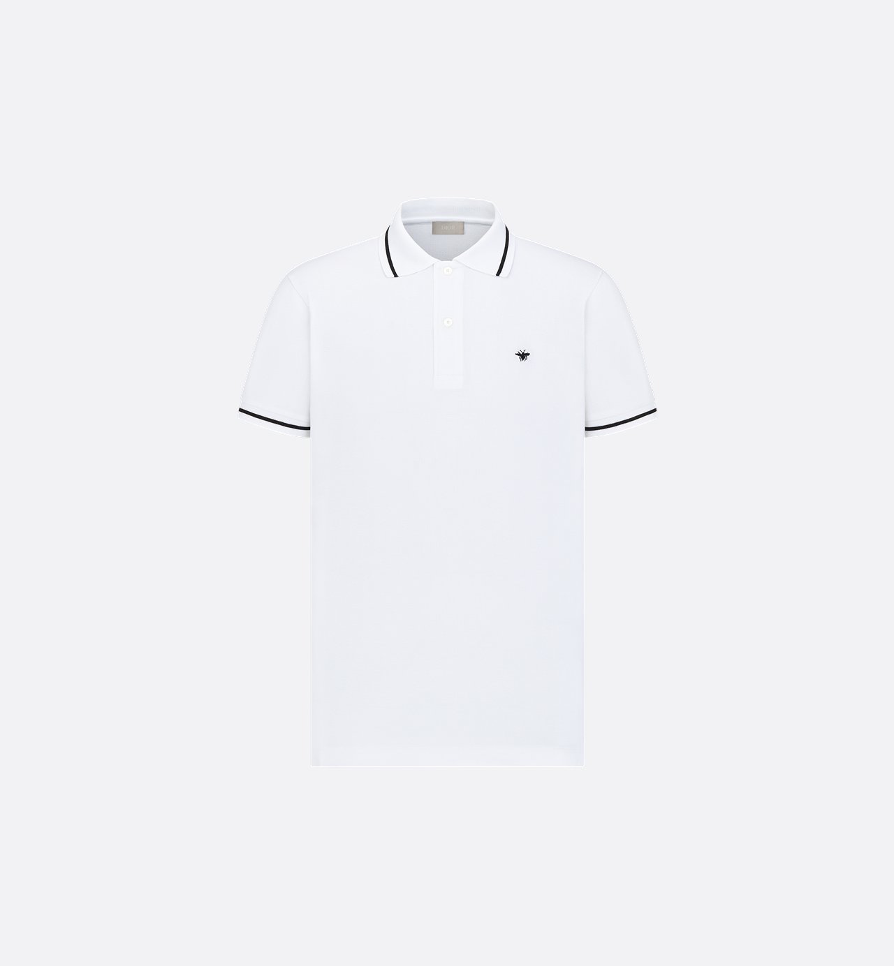 Polo Shirt With Bee Embroidery White Cotton Piqué