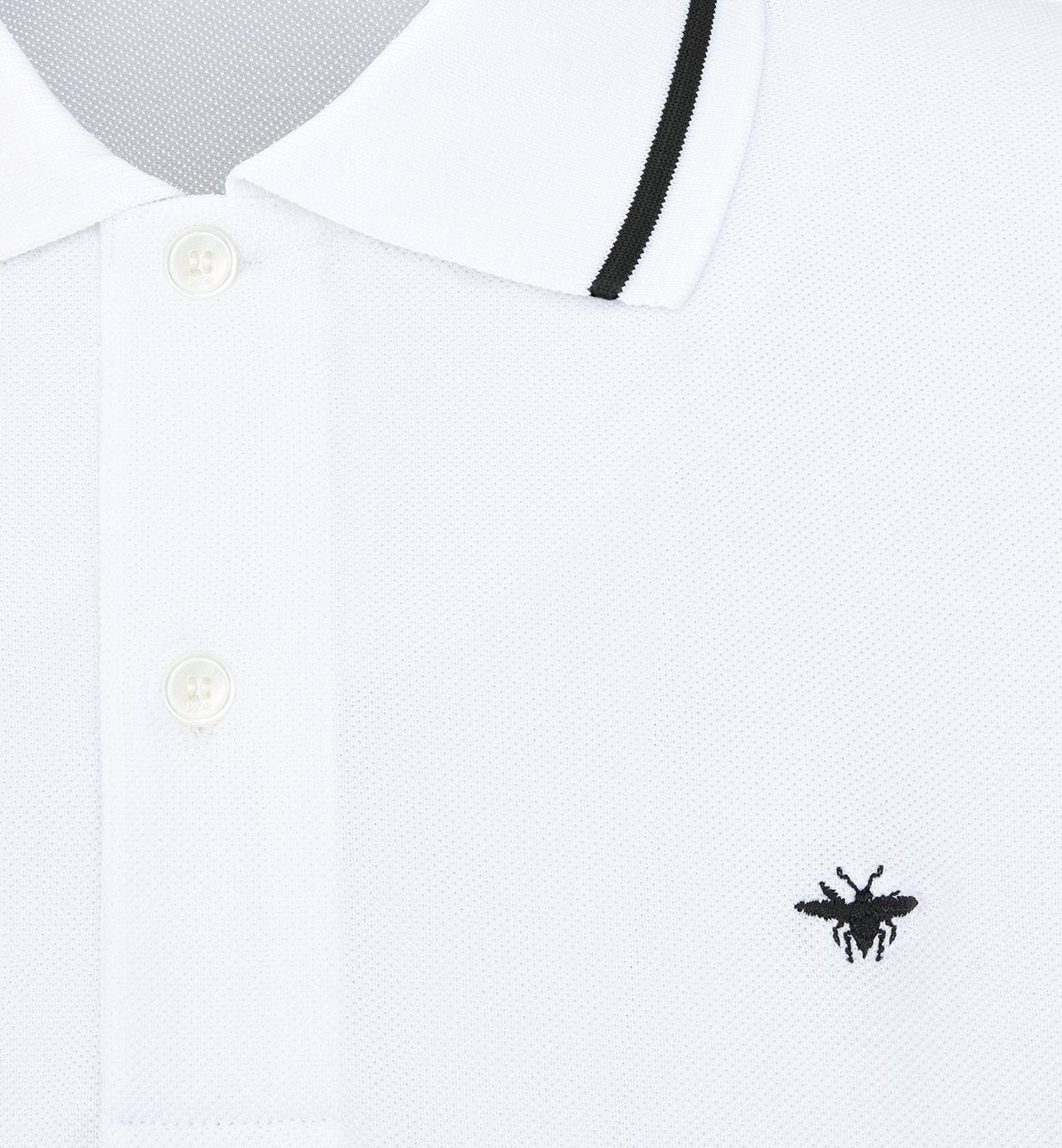 Polo Shirt With Bee Embroidery White Cotton Piqué