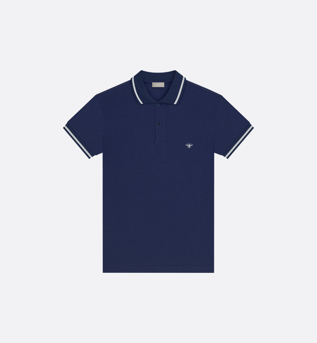 Polo Shirt With Bee Embroidery Navy Blue Cotton Piqué