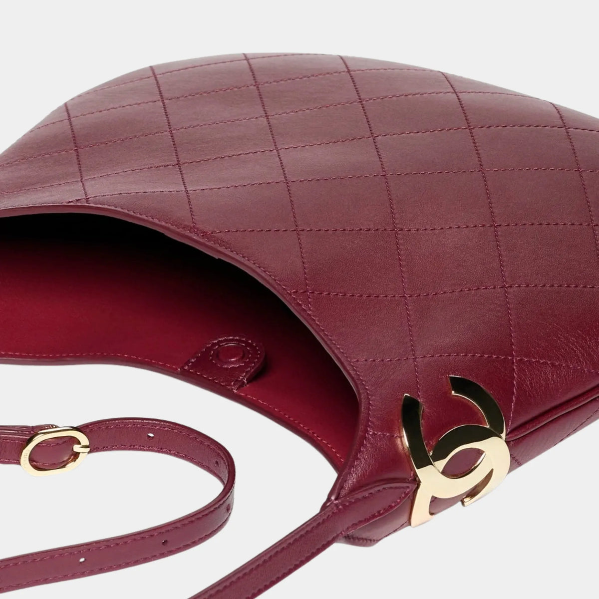 Hobo Bag Leather &amp; Gold-Plated Metal