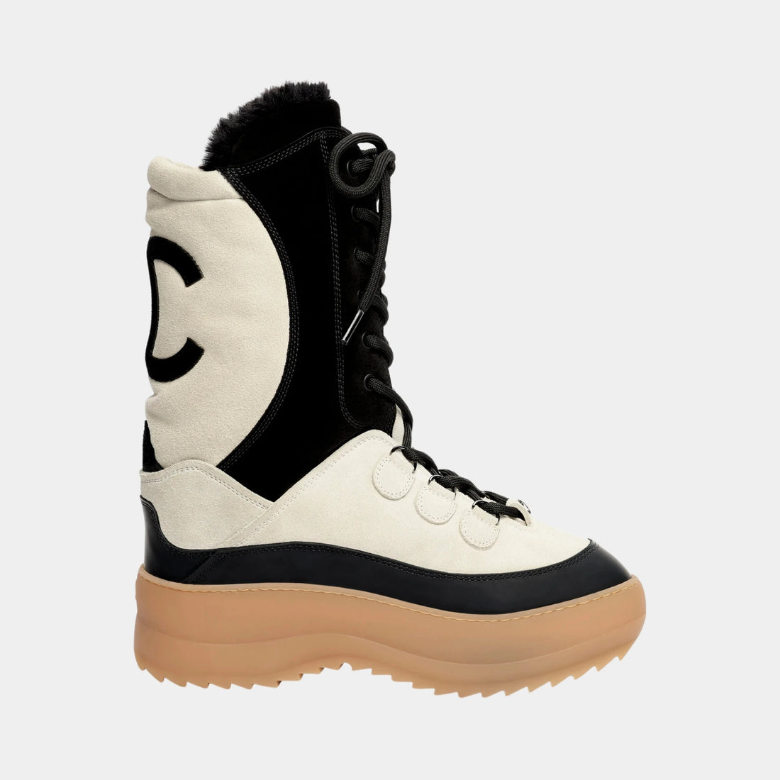 High Boots Suede Calfskin White &amp; Black